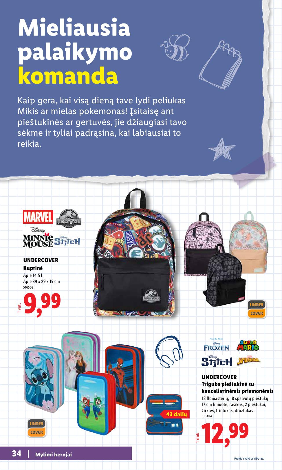 LIDL mokyklinių prekių katalogas "Atgal į mokyklą"