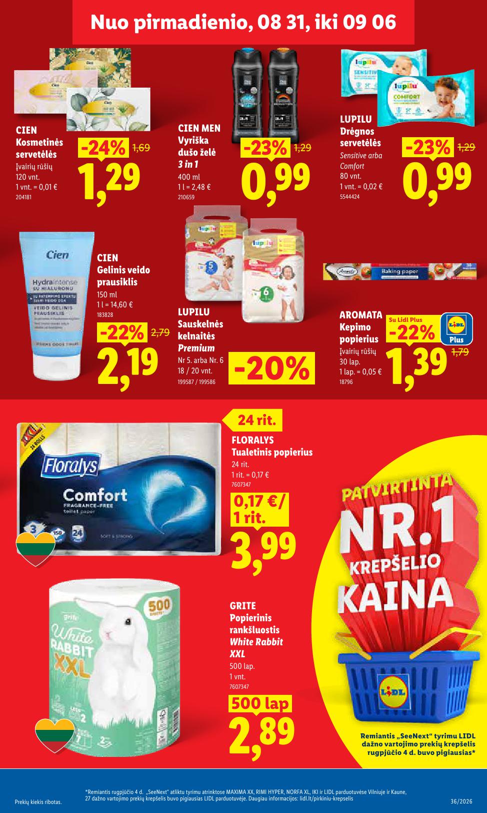 LIDL akcijų ir nuolaidų leidinys 2026.08.31 - 2026.09.06