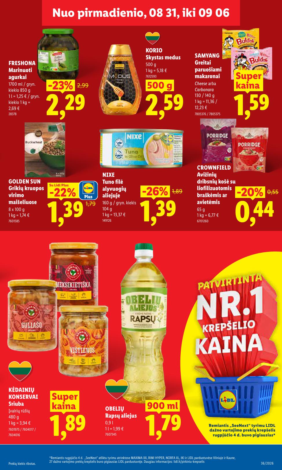 LIDL akcijų ir nuolaidų leidinys 2026.08.31 - 2026.09.06