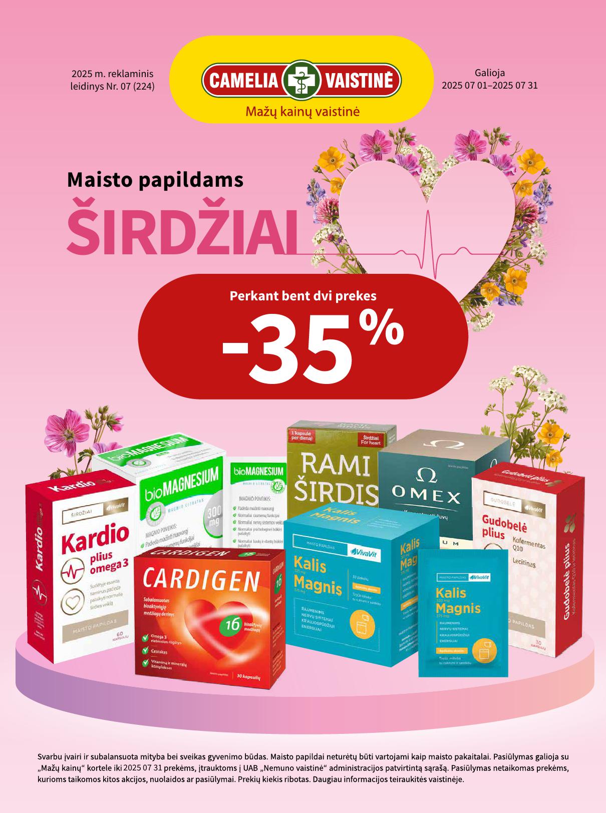 CAMELIA vaistinės akcijų leidinys 2025.07.01 - 2025.07.31
