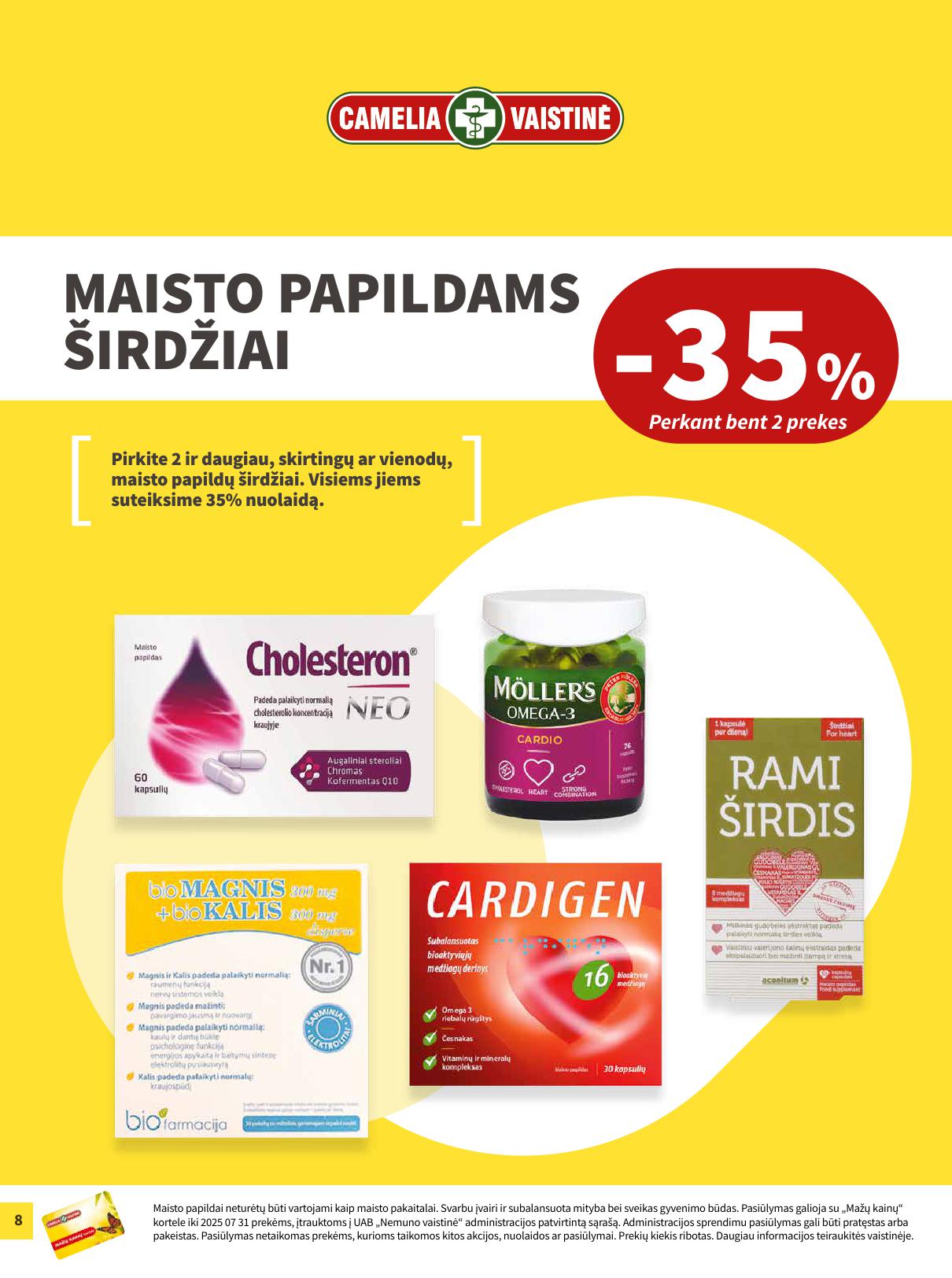 CAMELIA vaistinės akcijų leidinys 2025.07.01 - 2025.07.31