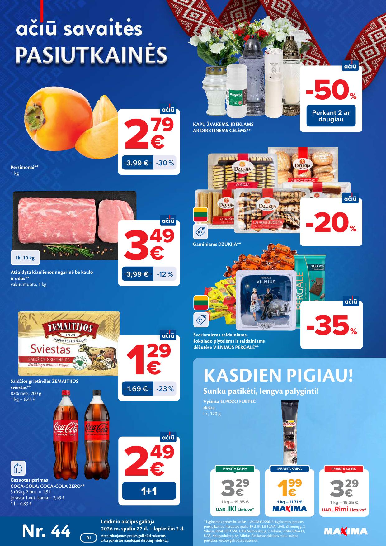 MAXIMA akcijų ir nuolaidų leidinys Nr.44 2026.10.27 - 2026.11.02