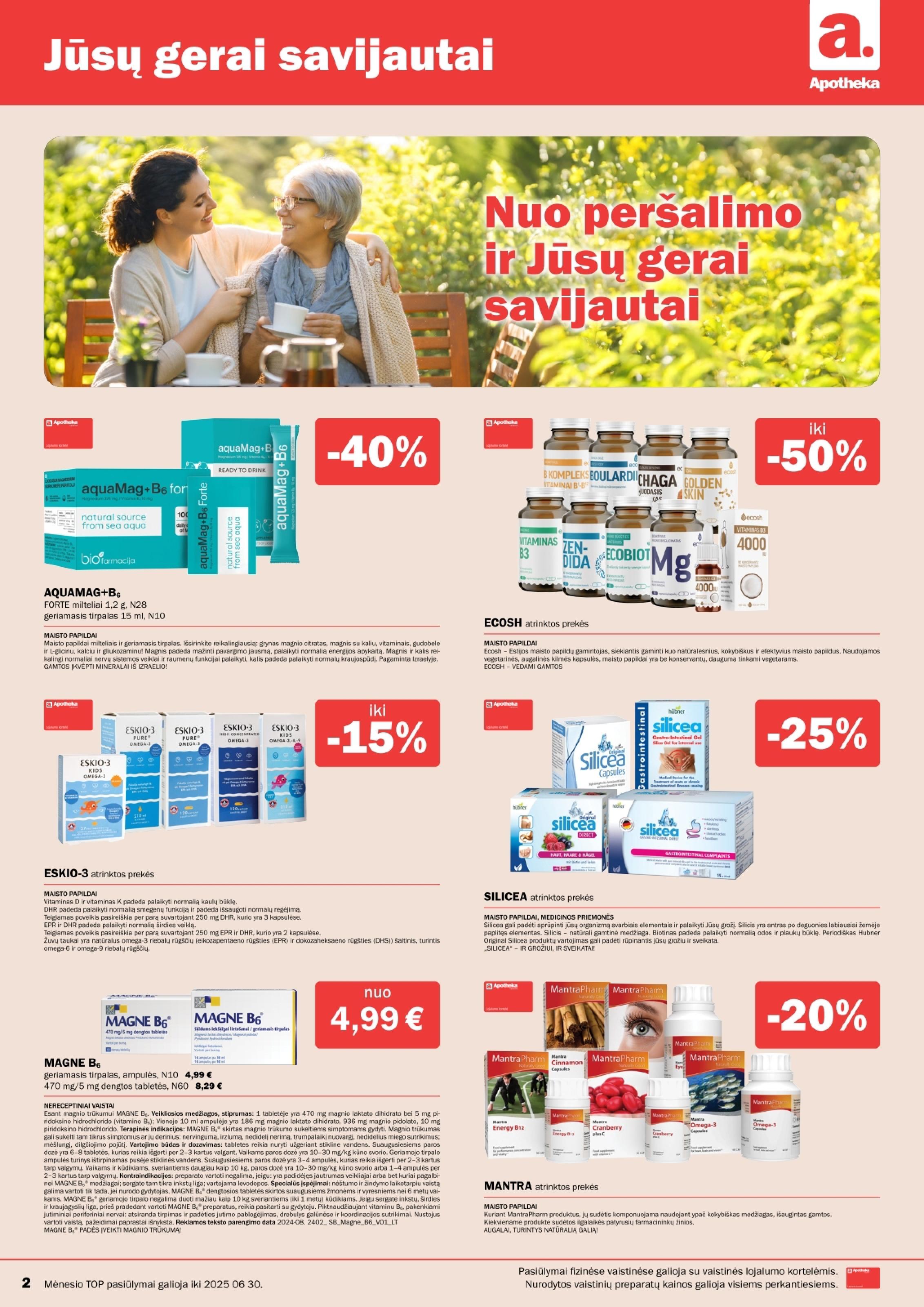 APOTHEKA vaistinės akcijų ir nuolaidų leidinys 2025.06.01 - 2025.06.30