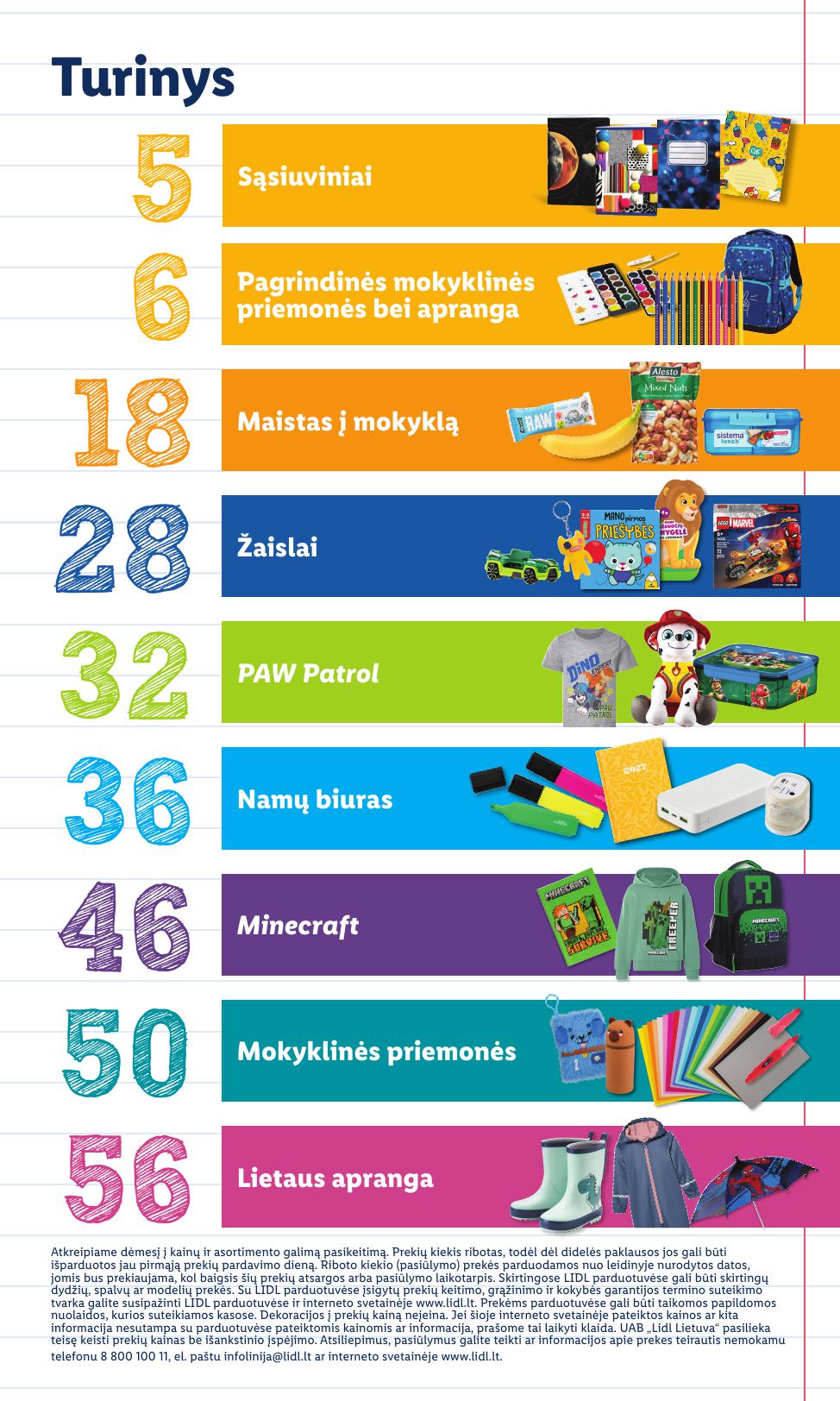LIDL mokyklinių prekių katalogas "Atgal į mokyklą"