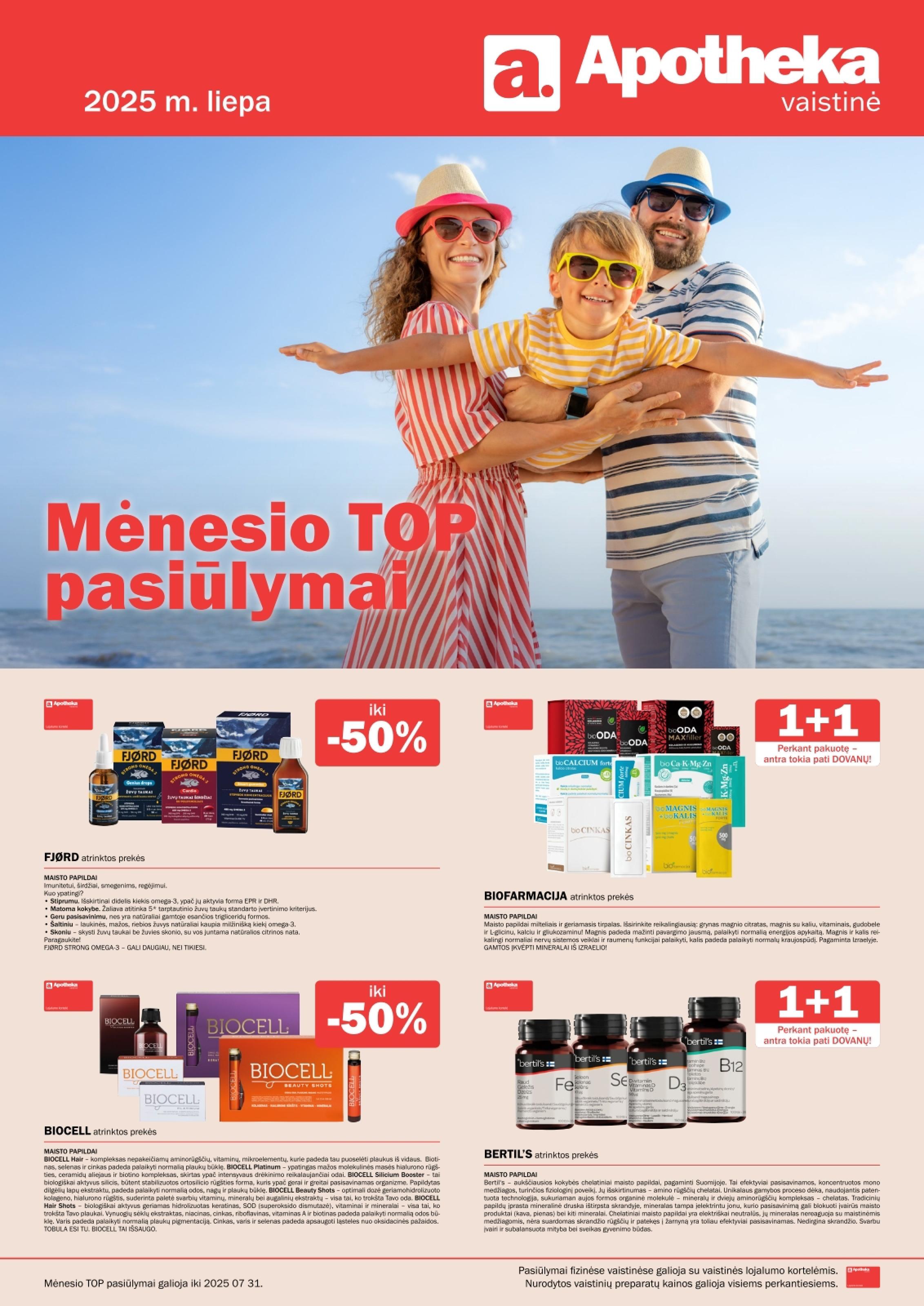 APOTHEKA vaistinės akcijų ir nuolaidų leidinys 2025.07.01 - 2025.07.31