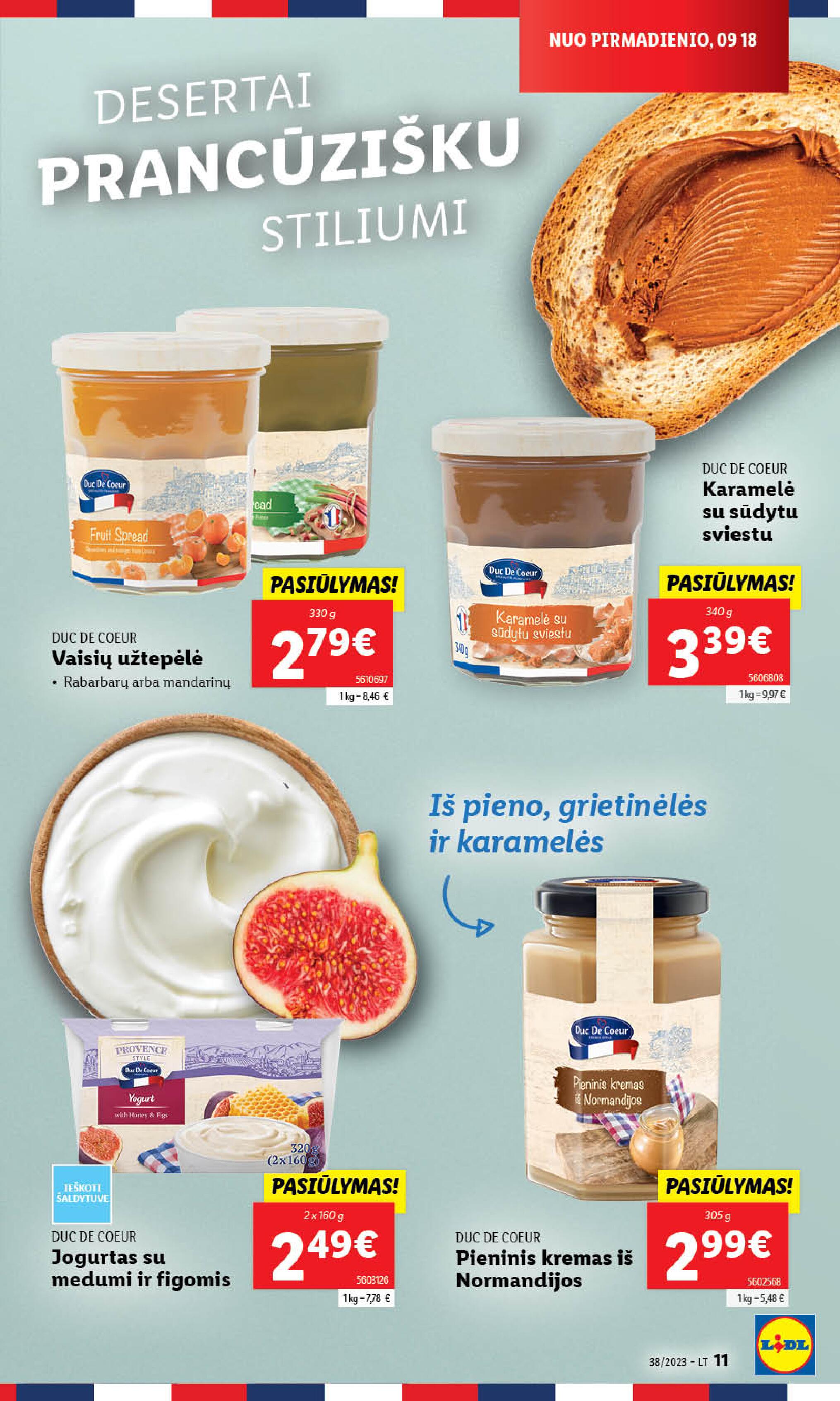 LIDL PRANCŪZIŠKO STILIAUS PRODUKTAI savaitė "DUC DE COEUR" nuo 2023.09.18