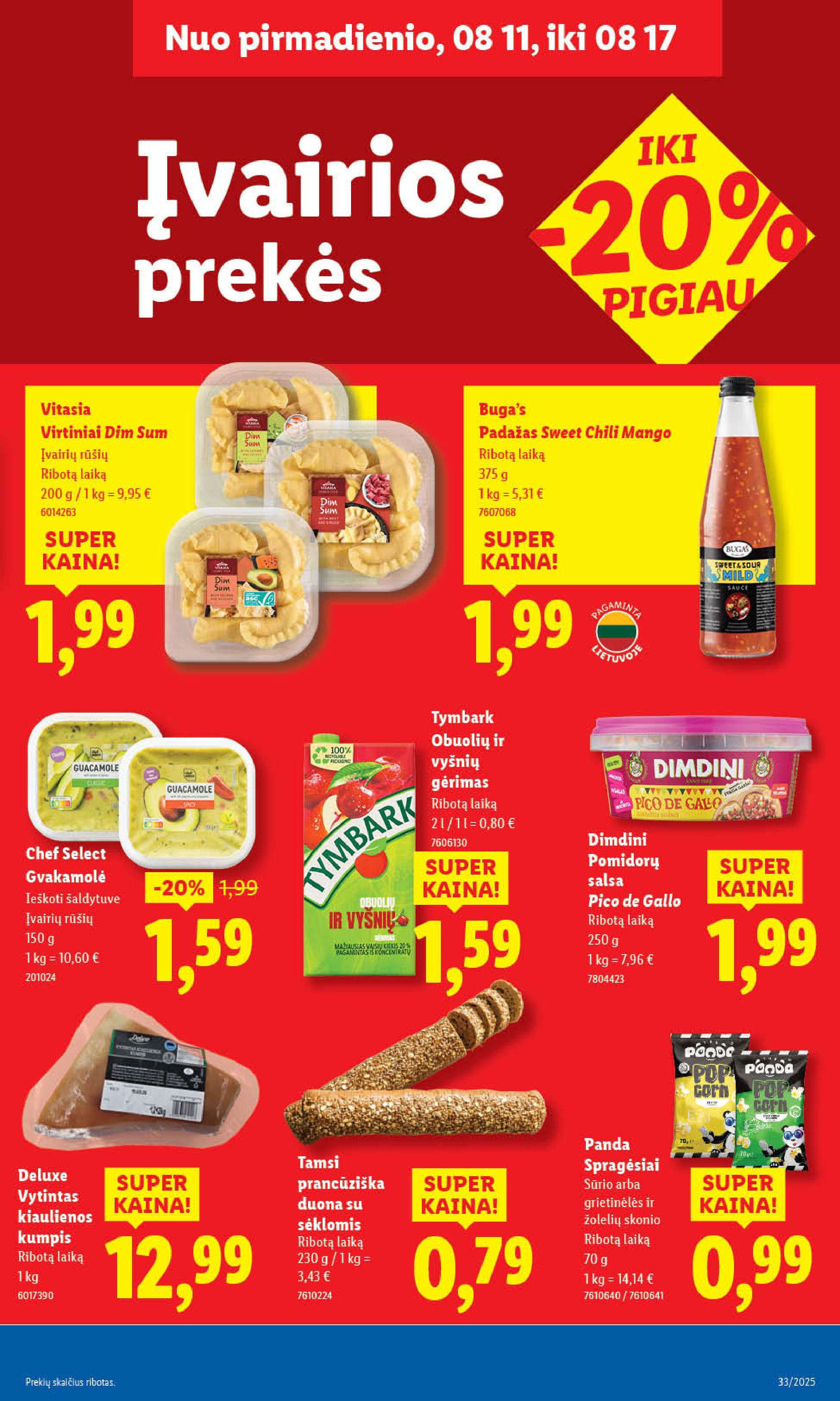 LIDL maisto prekių leidinukas nuo ketvirtadienio 2025.08.14 iki 2025.08.17