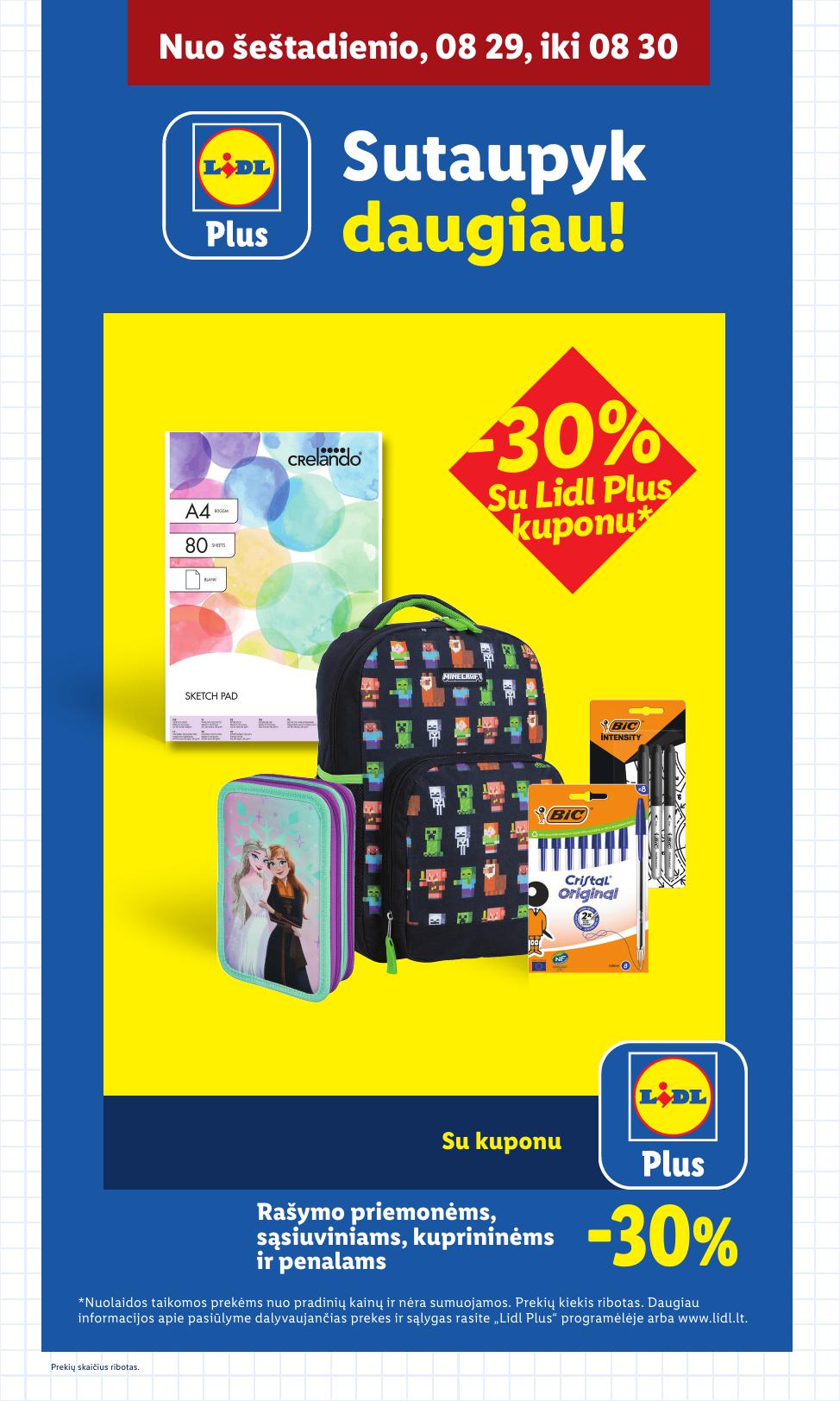 LIDL mokyklinių prekių katalogas "Atgal į mokyklą"