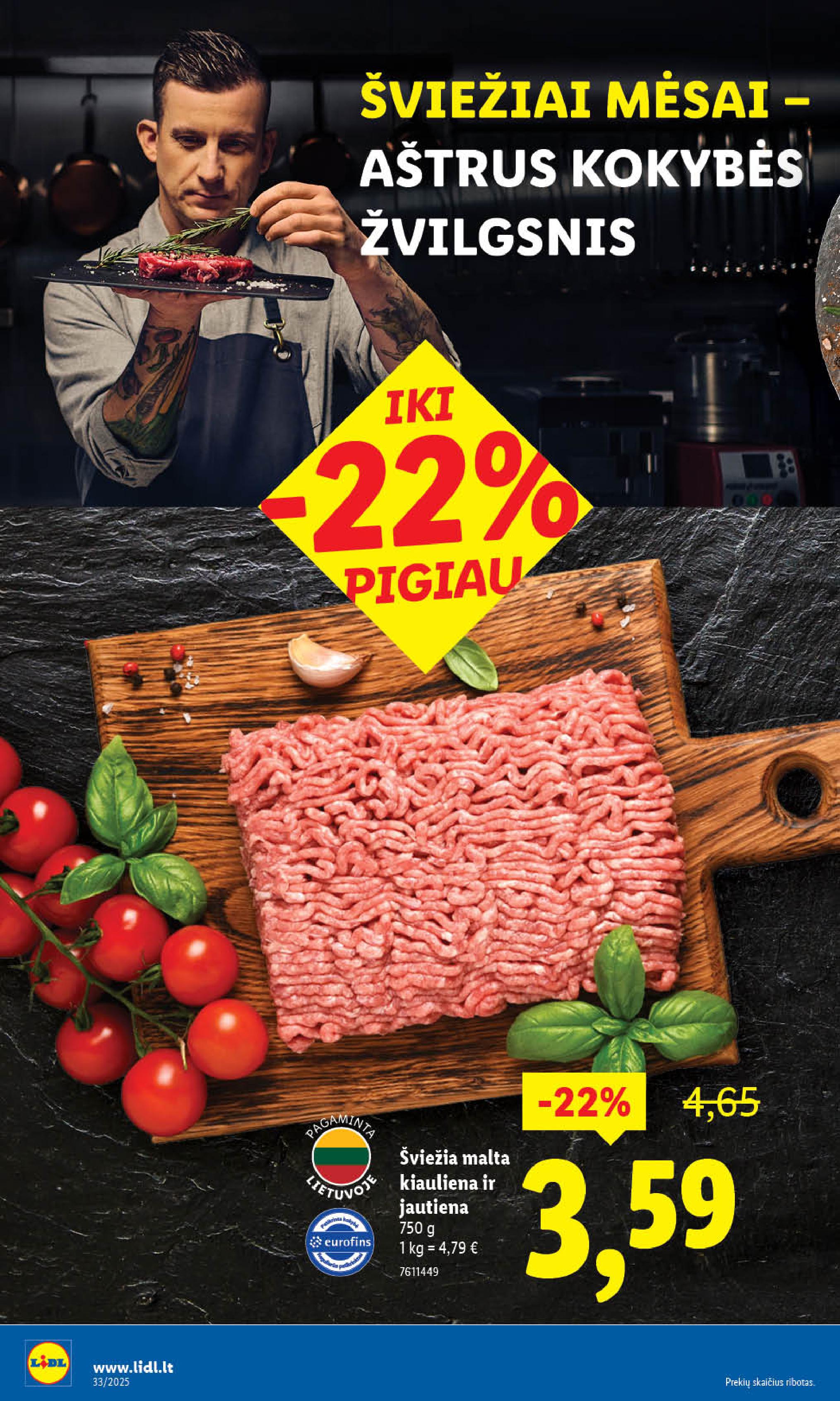 LIDL maisto prekių leidinukas nuo ketvirtadienio 2025.08.14 iki 2025.08.17