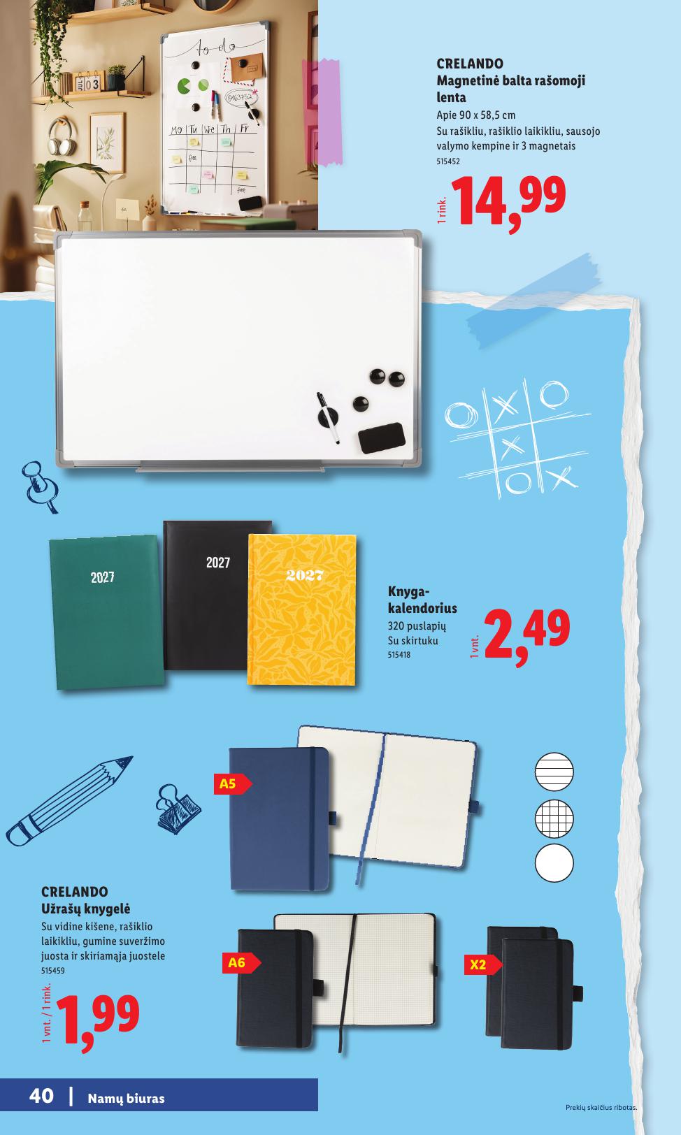 LIDL mokyklinių prekių katalogas "Atgal į mokyklą"