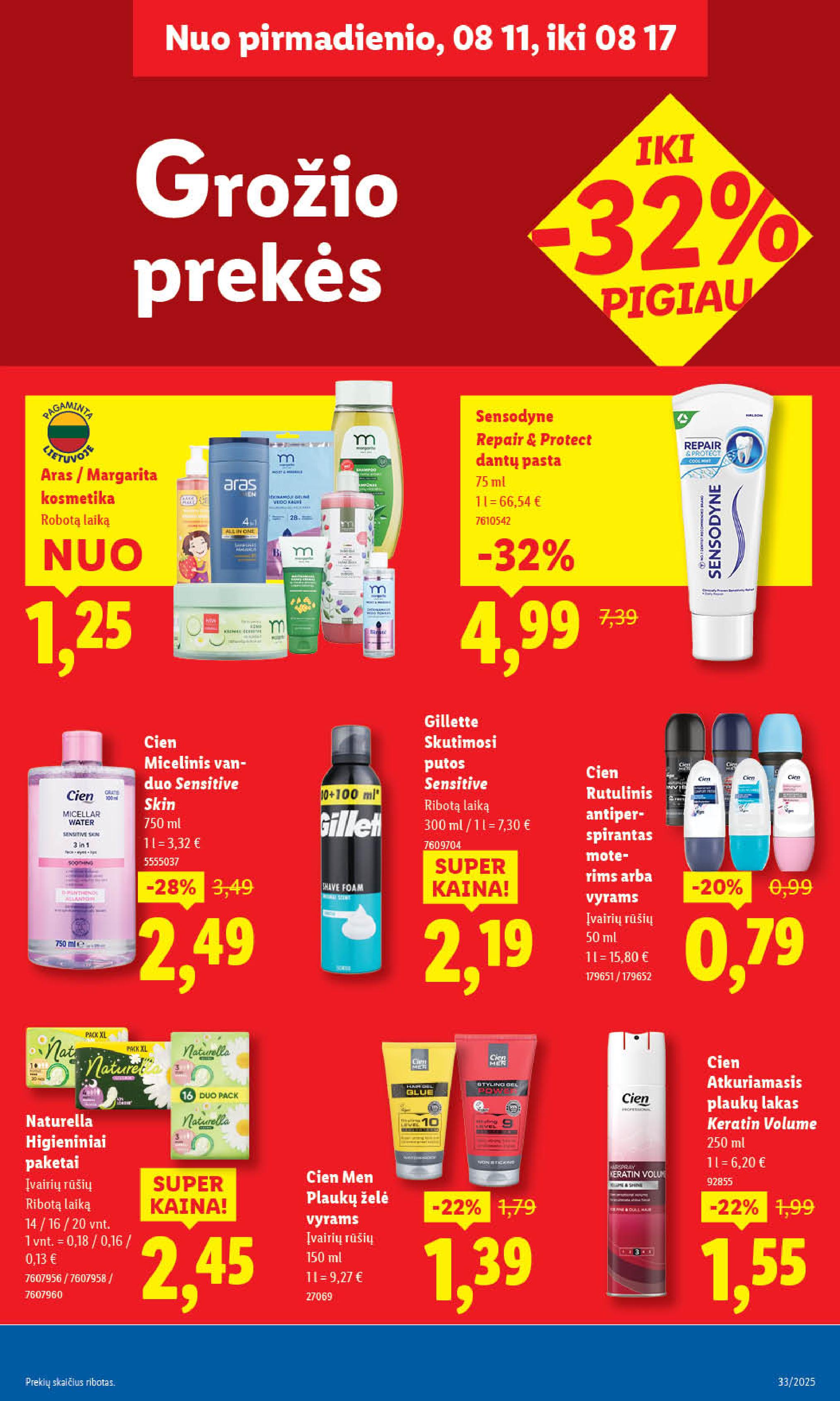 LIDL maisto prekių leidinukas nuo ketvirtadienio 2025.08.14 iki 2025.08.17
