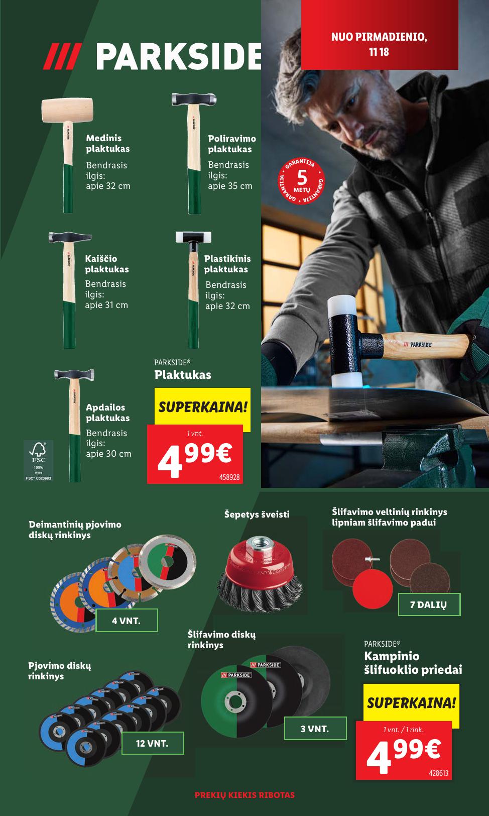LIDL katalogas "Parkside aukštos kokybės įrankiai" galioja nuo 11.18