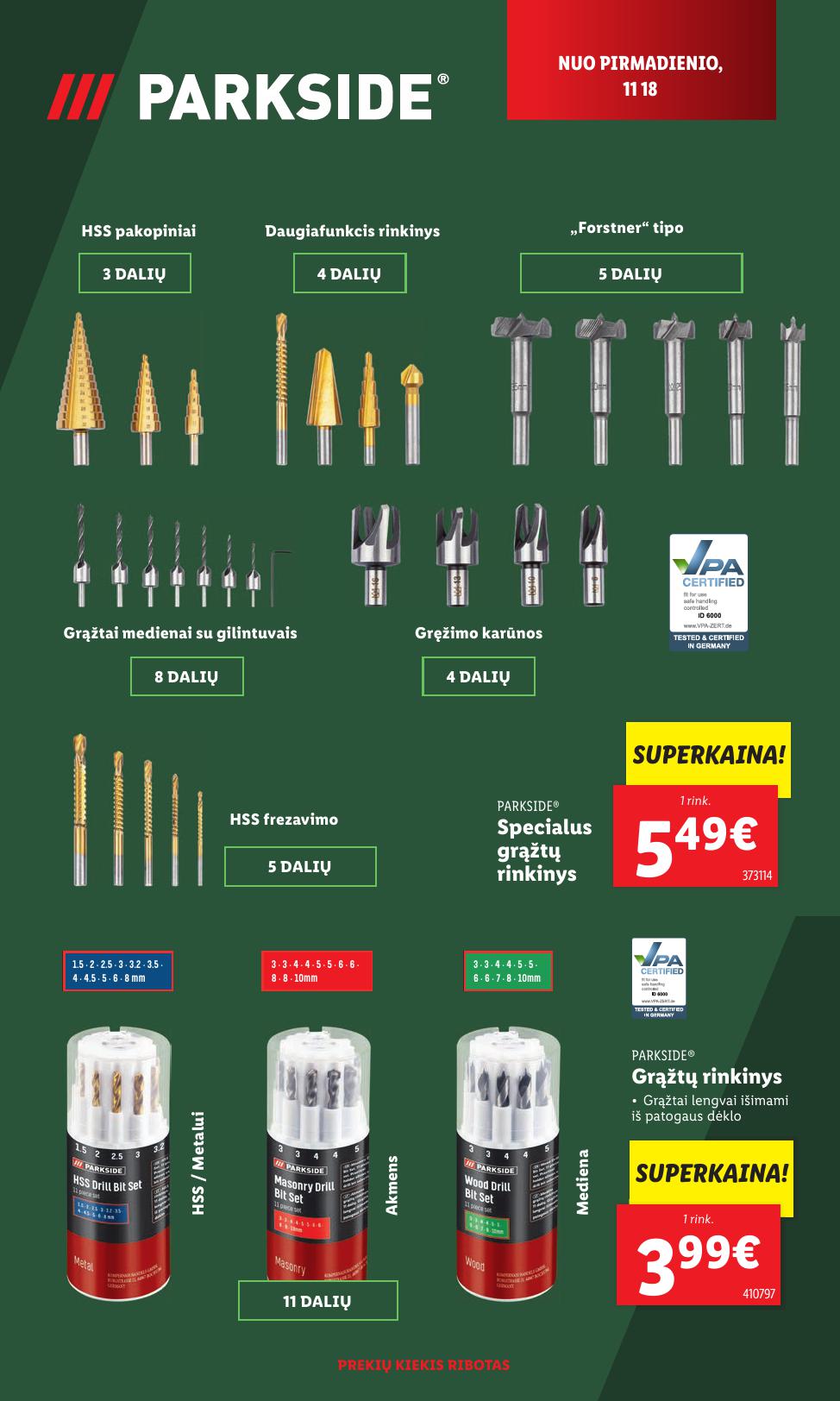 LIDL katalogas "Parkside aukštos kokybės įrankiai" galioja nuo 11.18