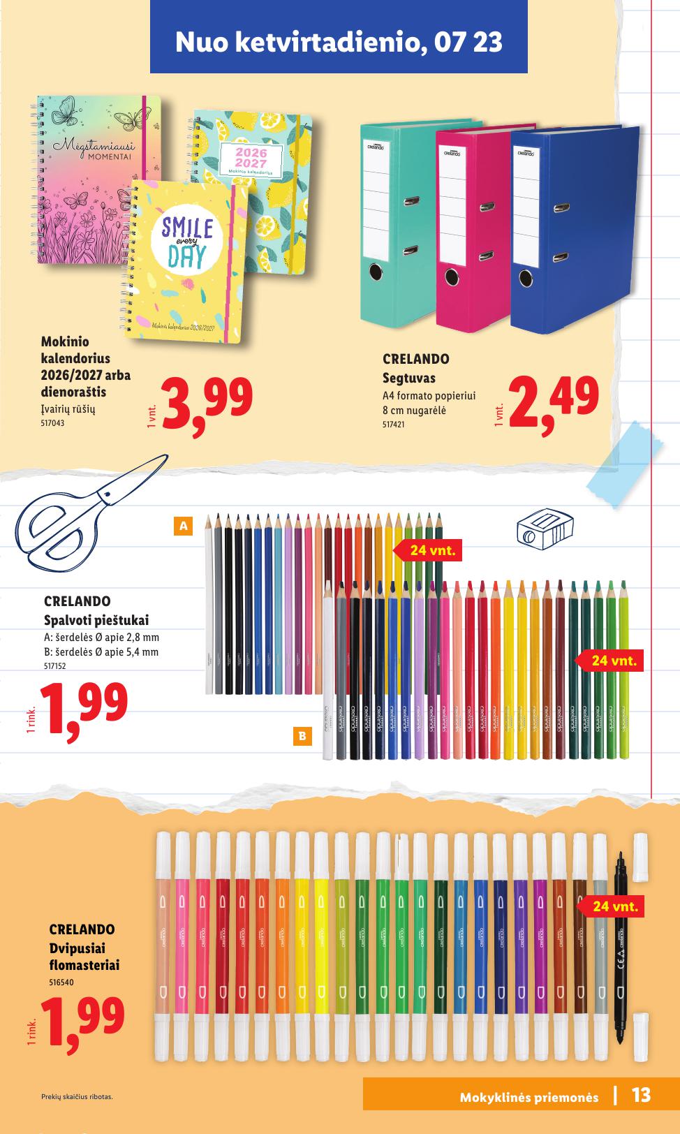 LIDL mokyklinių prekių katalogas "Atgal į mokyklą"