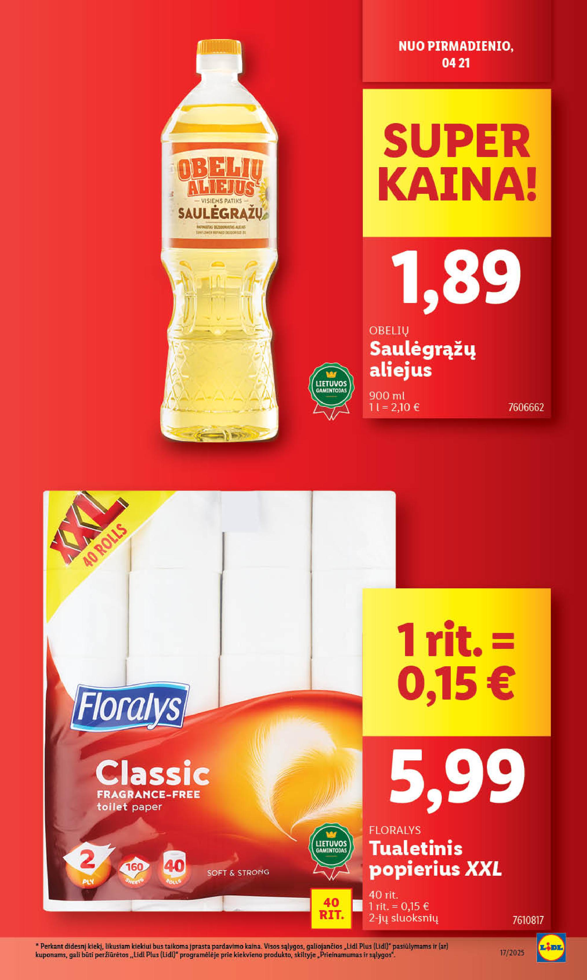 LIDL akcijų ir nuolaidų leidinys 2025.04.21 - 2025.04.27