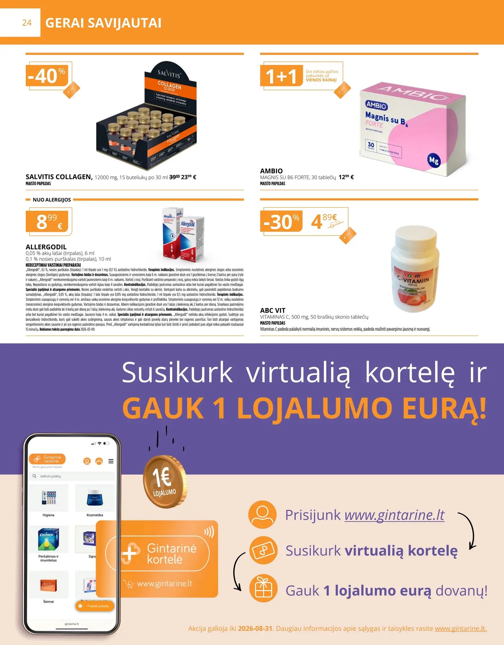 Naujas GINTARINĖS vaistinės leidinys nuo 2026.08.01 iki 2026.08.31