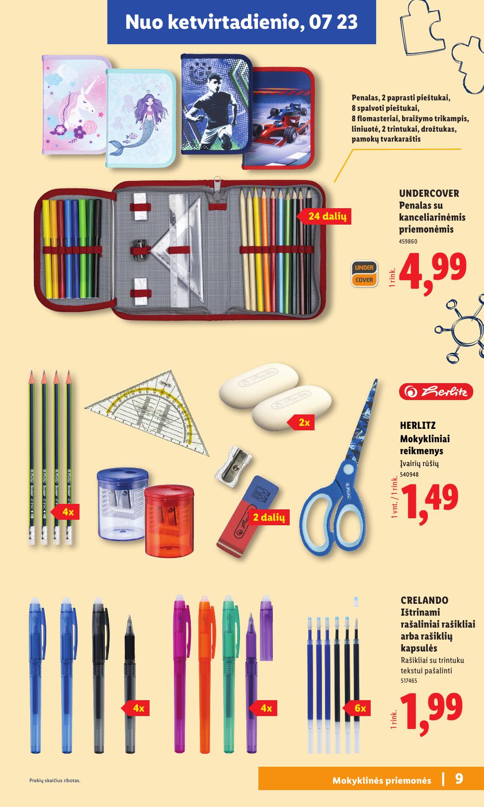 LIDL mokyklinių prekių katalogas "Atgal į mokyklą"