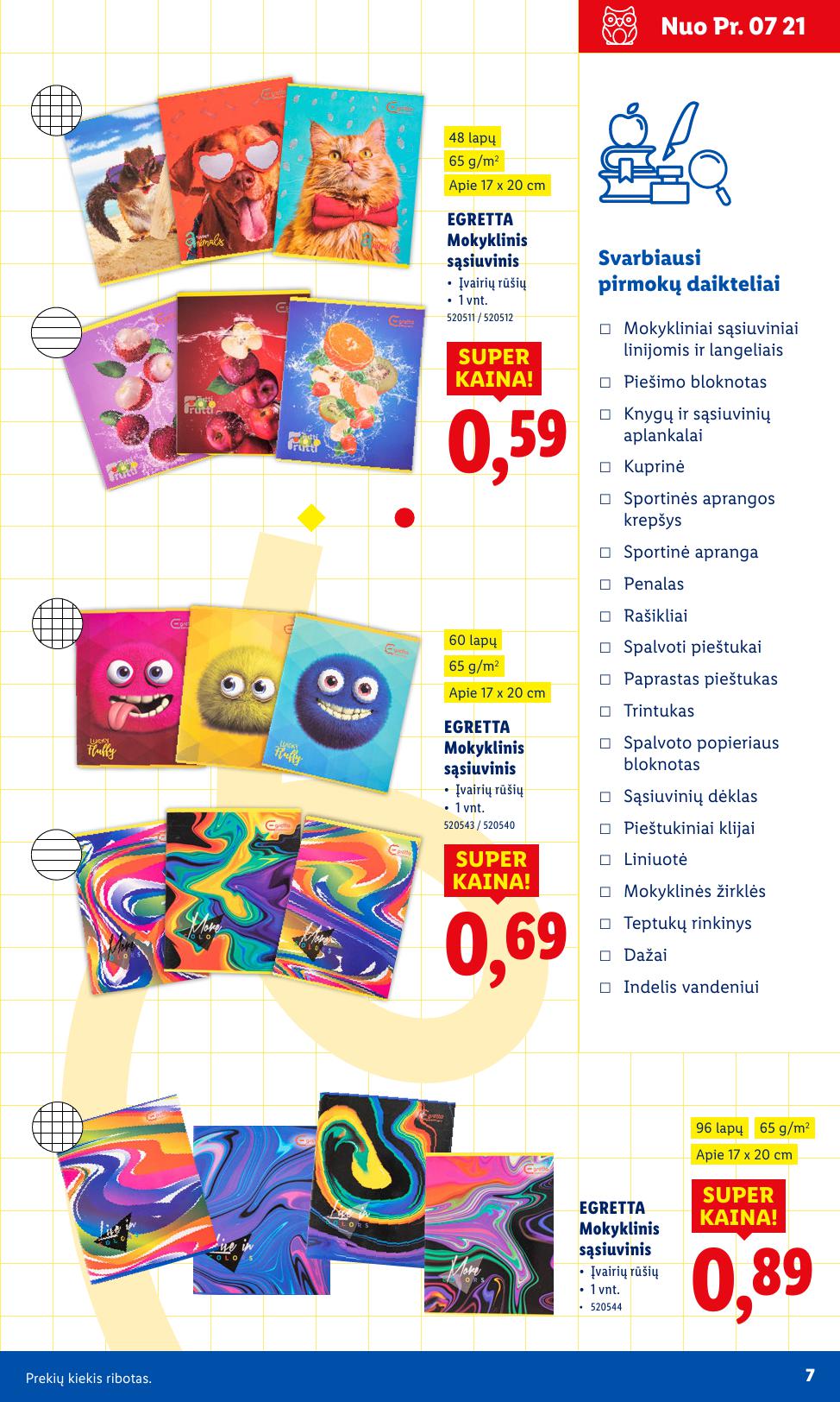 LIDL mokyklos prekių katalogas "Į žinių pasaulį" galioja nuo 2025.07.21