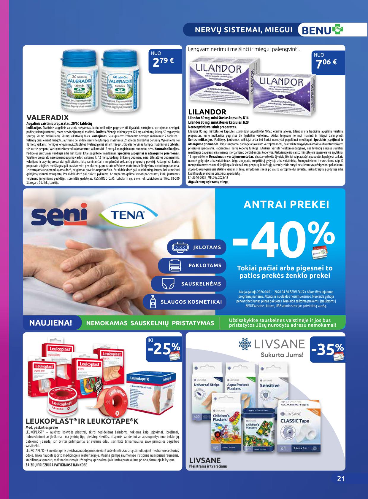 BENU vaistinės akcijų ir nuolaidų leidinys 2026.04.01 - 2026.04.30