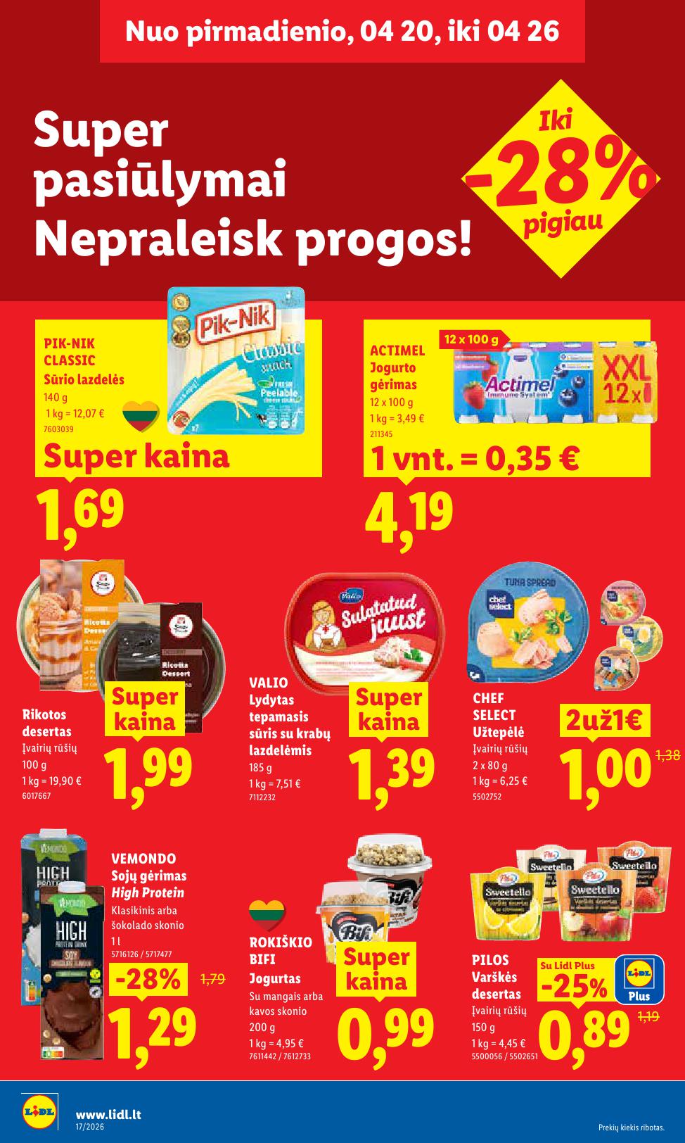LIDL akcijų ir nuolaidų leidinys 2026.04.20 - 2026.04.26