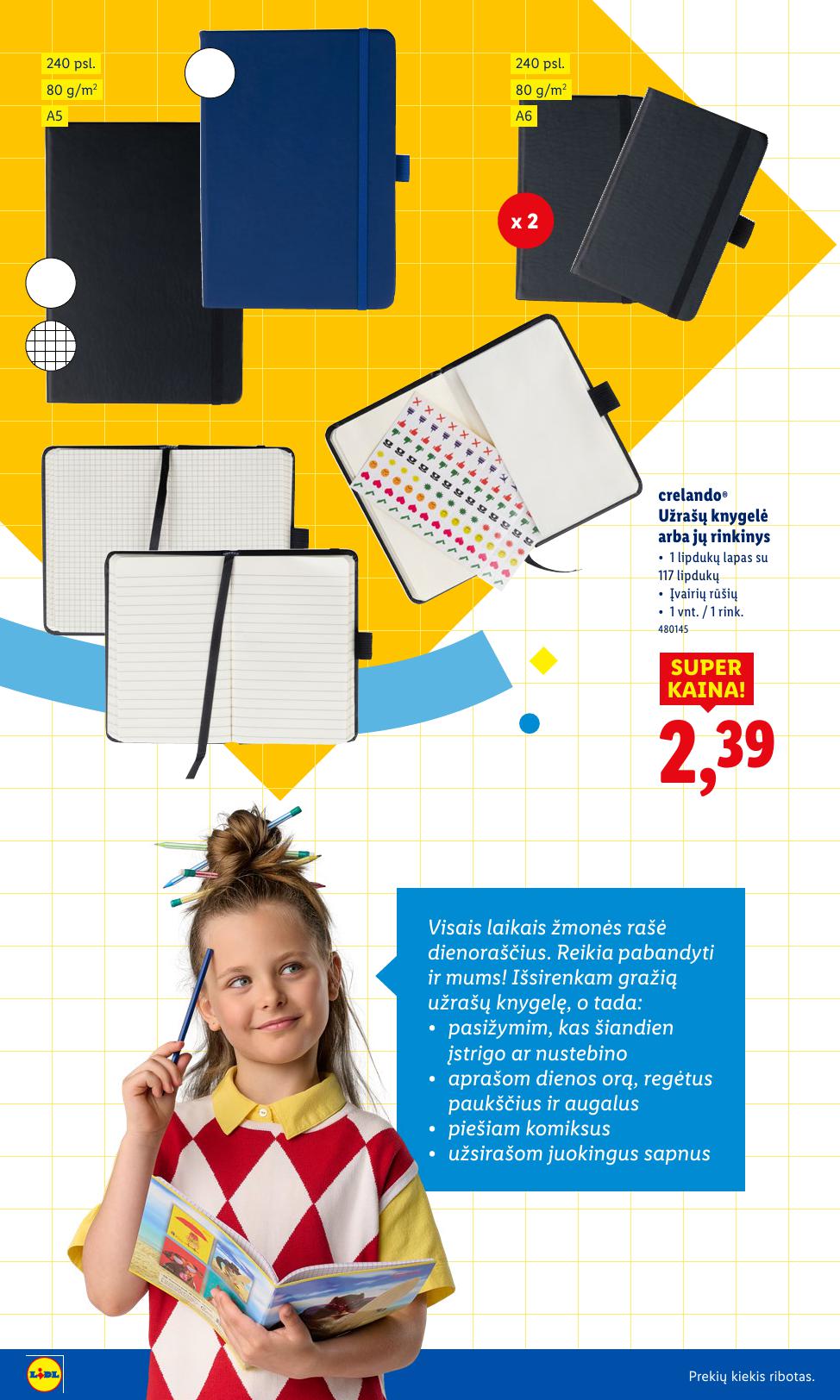 LIDL mokyklos prekių katalogas "Į žinių pasaulį" galioja nuo 2025.07.21