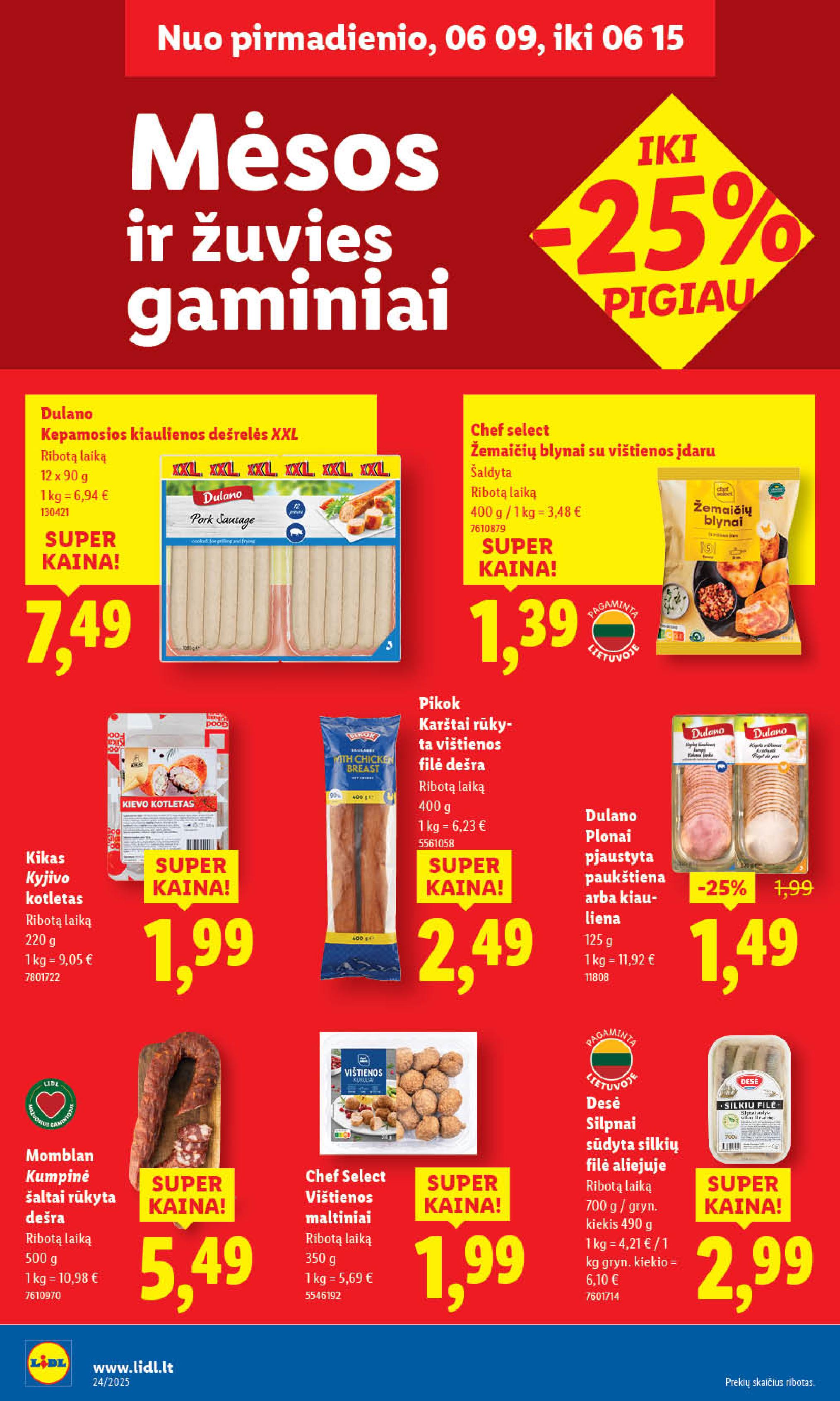 LIDL maisto prekių leidinukas nuo ketvirtadienio 2025.06.12 iki 2025.06.15