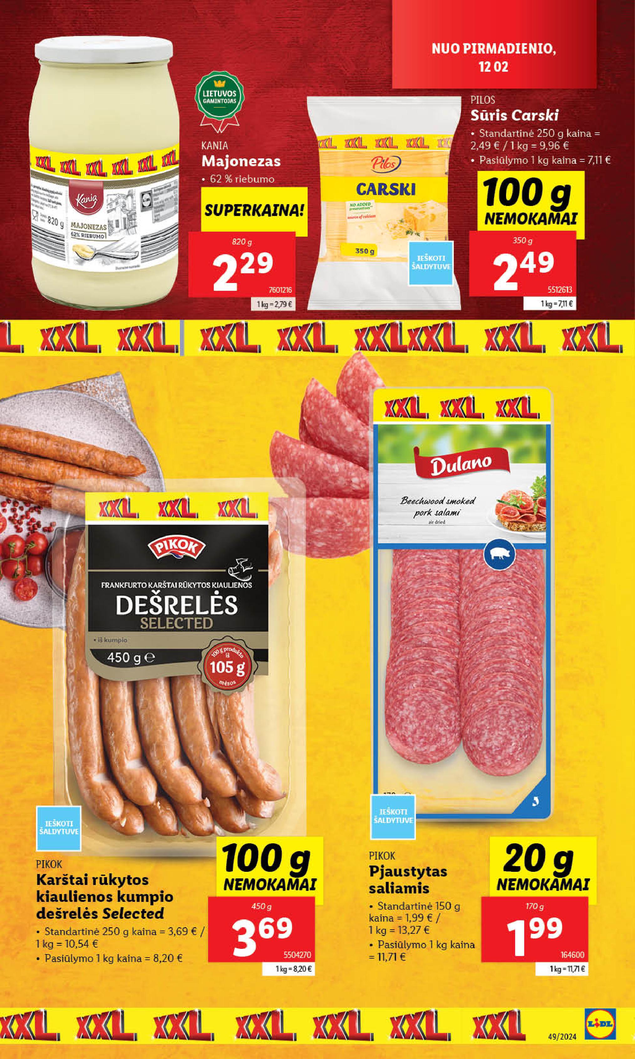 LIDL XXL savaitė "DAUGIAU KAINUOJA MAŽIAU" galioja nuo 2024.12.02