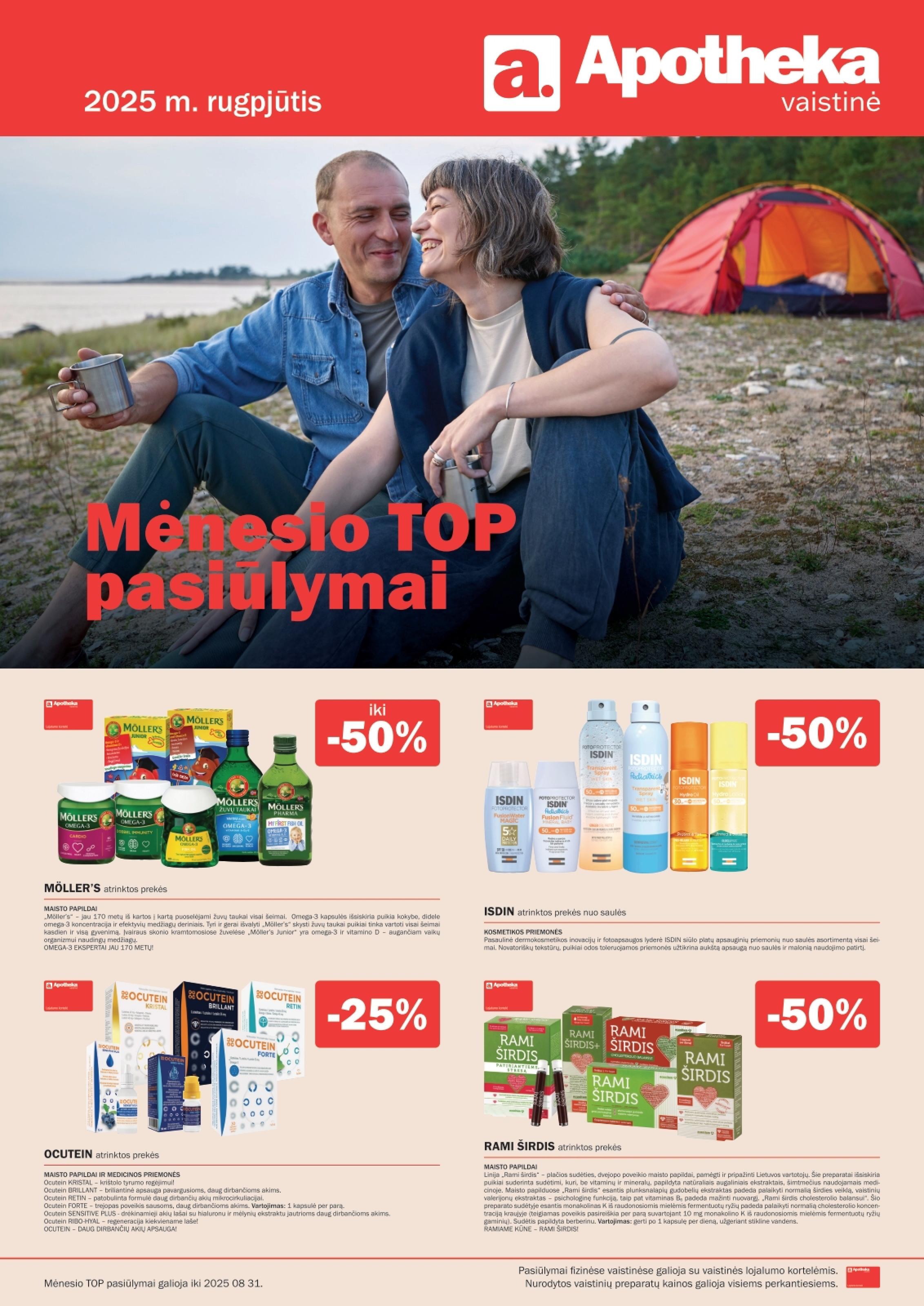 APOTHEKA vaistinės akcijų ir nuolaidų leidinys 2025.08.01 - 2025.08.31