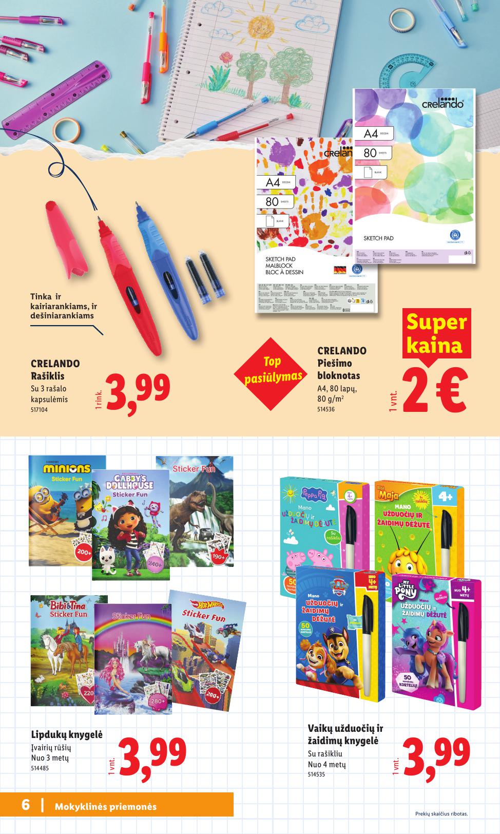 LIDL mokyklinių prekių katalogas "Atgal į mokyklą"