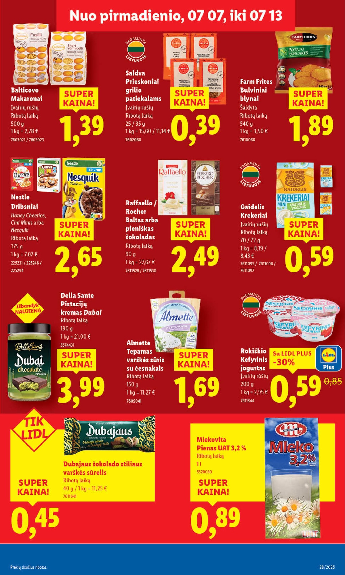 LIDL maisto prekių leidinukas nuo ketvirtadienio 2025.07.10 iki 2025.07.13