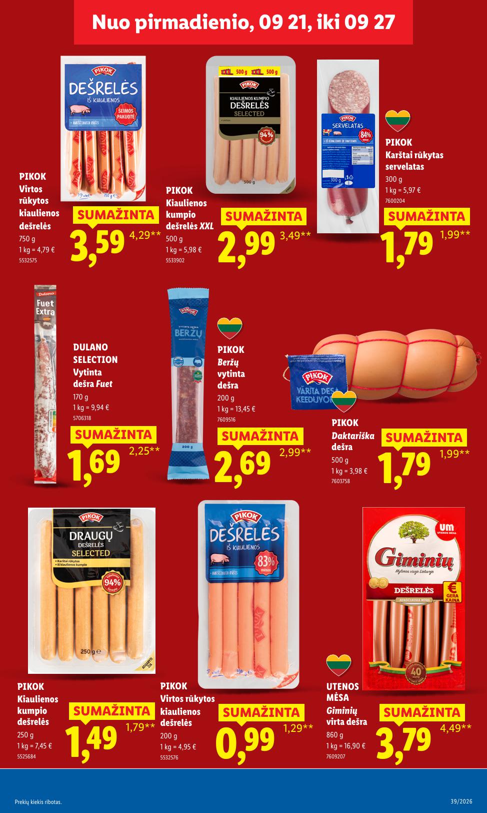 LIDL akcijų ir nuolaidų leidinys 2026.09.21 - 2026.09.27