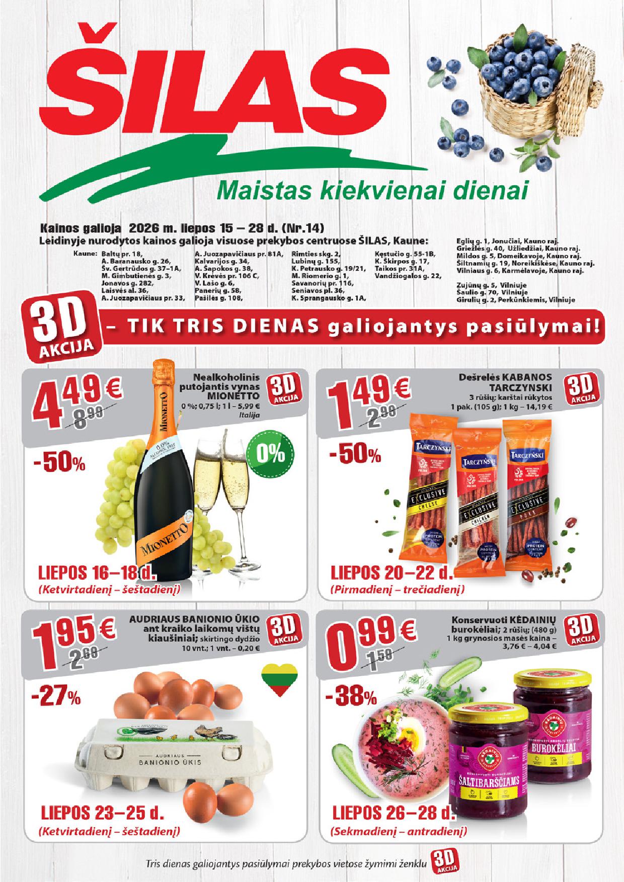 ŠILAS akcijų ir nuolaidų leidinys Nr.14 2026.07.15 - 2026.07.28
