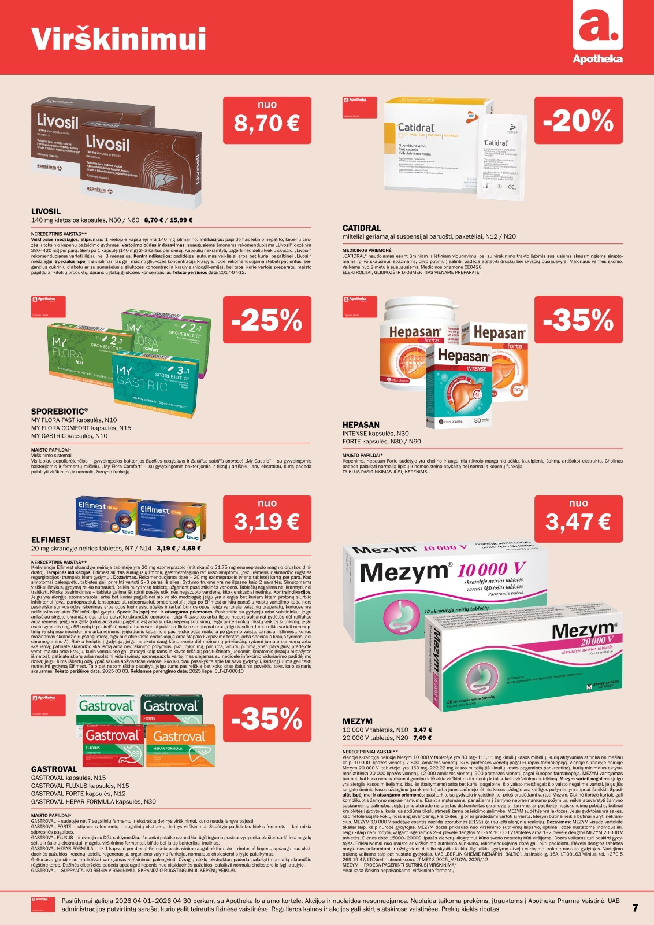 Naujas APOTHEKA vaistinės akcijų ir nuolaidų leidinys 2026.04.01 - 2026.04.30