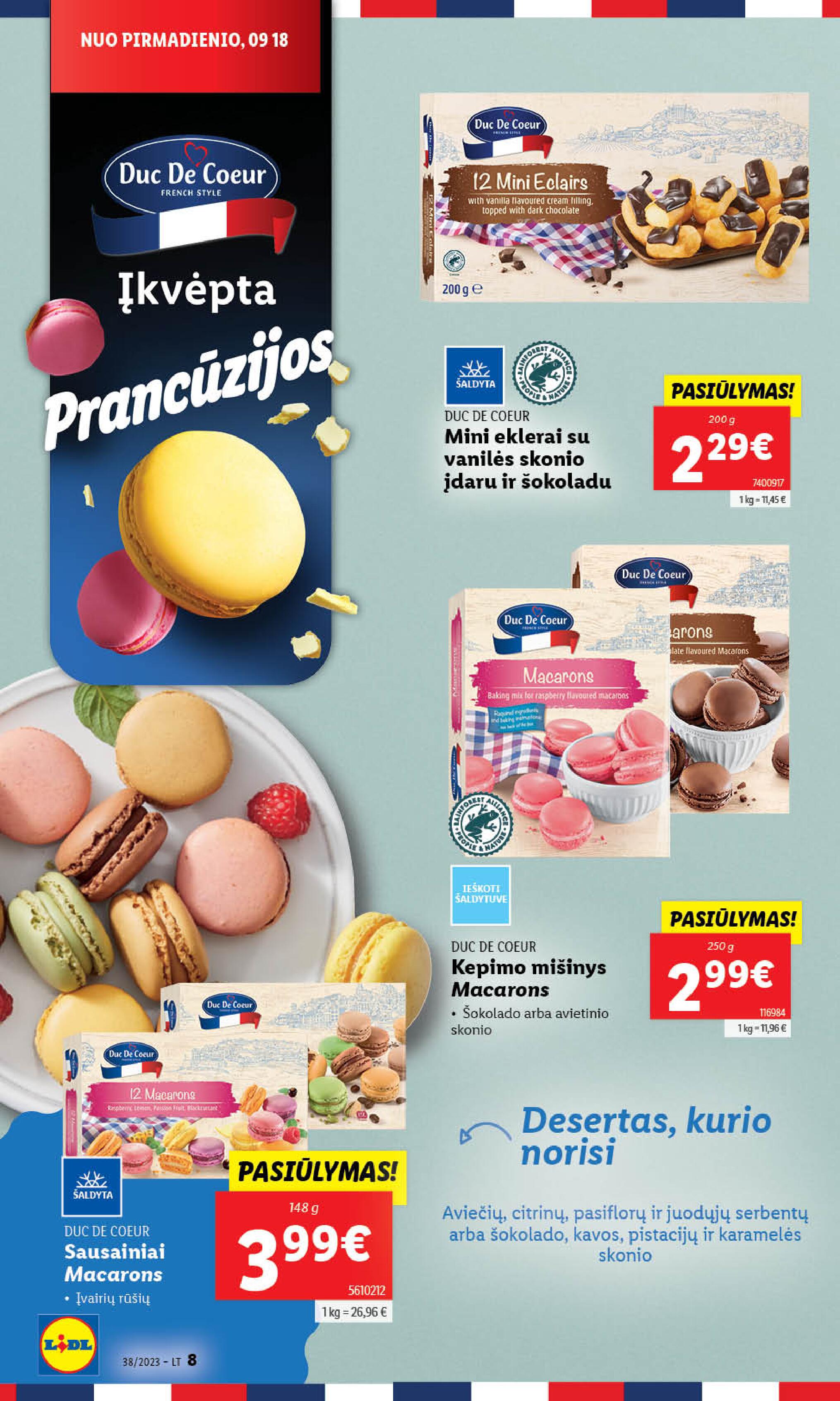 LIDL PRANCŪZIŠKO STILIAUS PRODUKTAI savaitė "DUC DE COEUR" nuo 2023.09.18