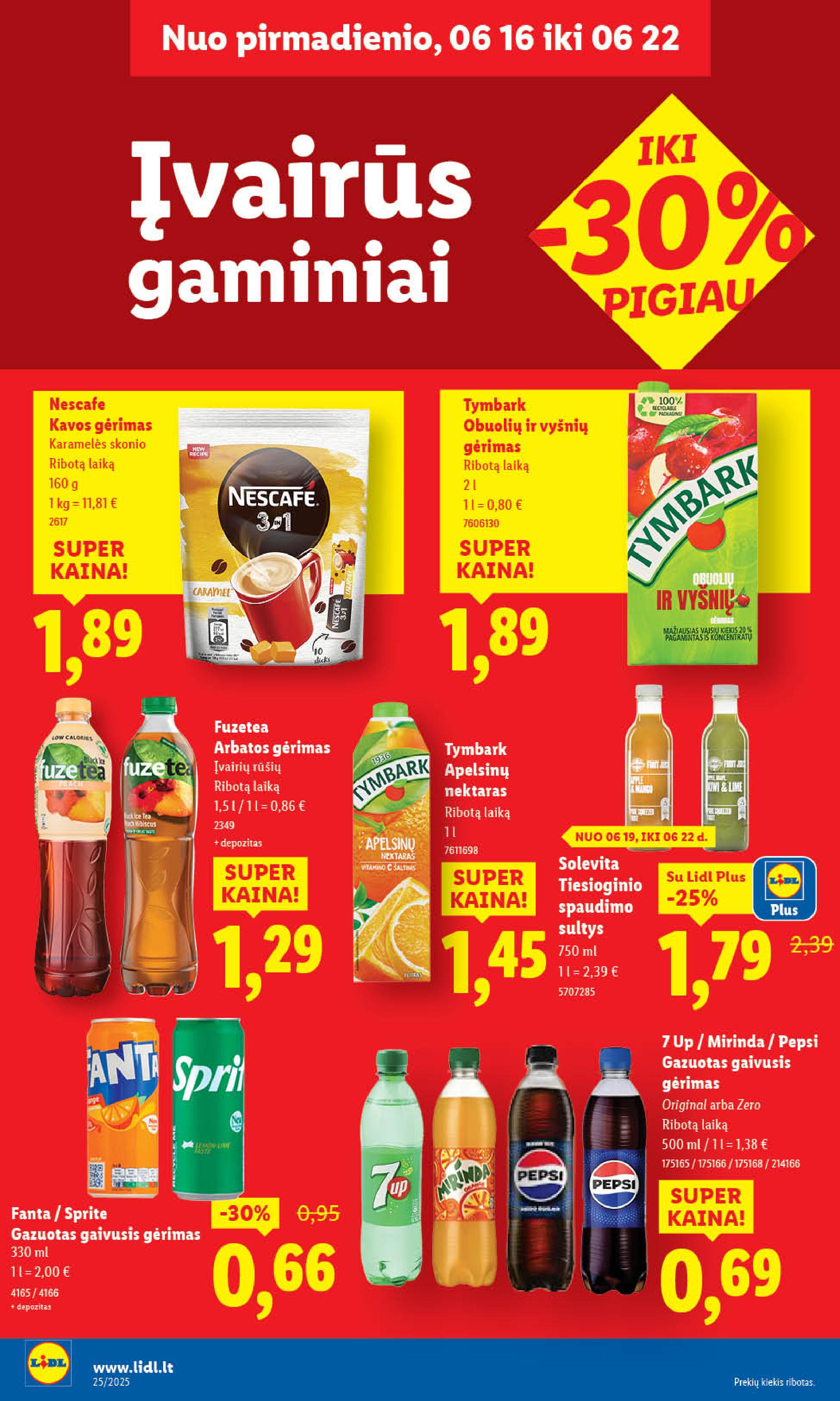 LIDL akcijų ir nuolaidų leidinys 2025.06.16 - 2025.06.22
