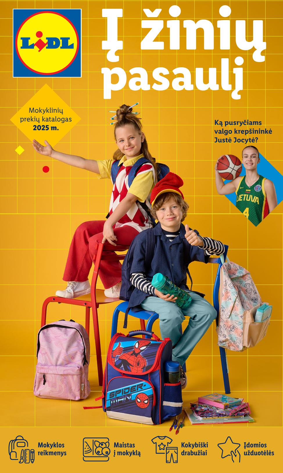 LIDL mokyklos prekių katalogas "Į žinių pasaulį" galioja nuo 2025.07.21