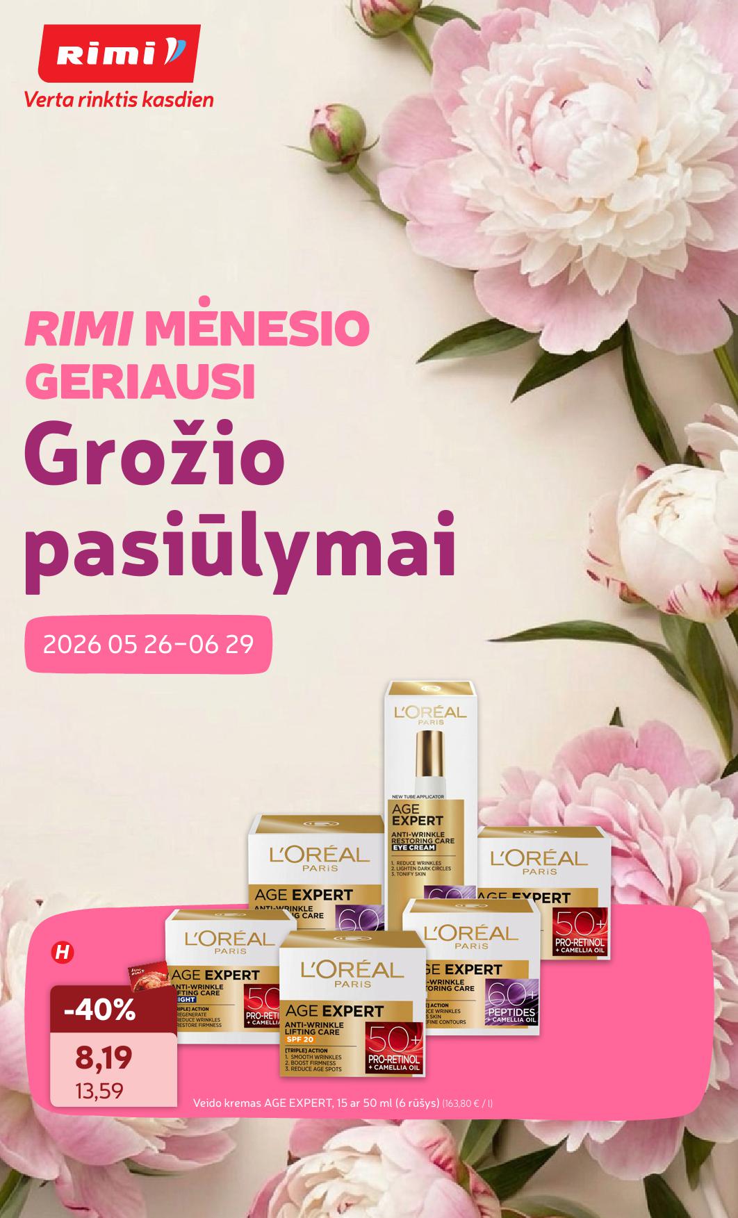 RIMI grožio prekiu katalogas "Viskas grožiui" 2026.05.26 iki 2026.06.29
