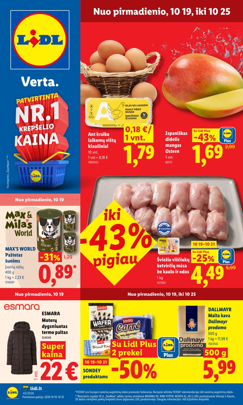 Naujausias LIDL kaininis katalogas 2026.10.19 - 2026.10.25