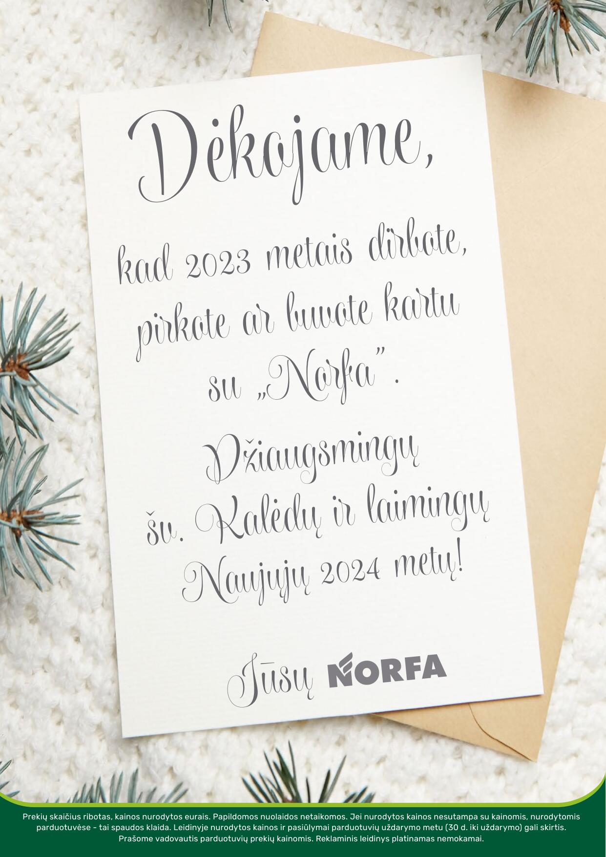 Naujausias NORFA kaininis katalogas 2023.12.14 - 2024.01.02(Leidinio galijimas pasibaigęs)