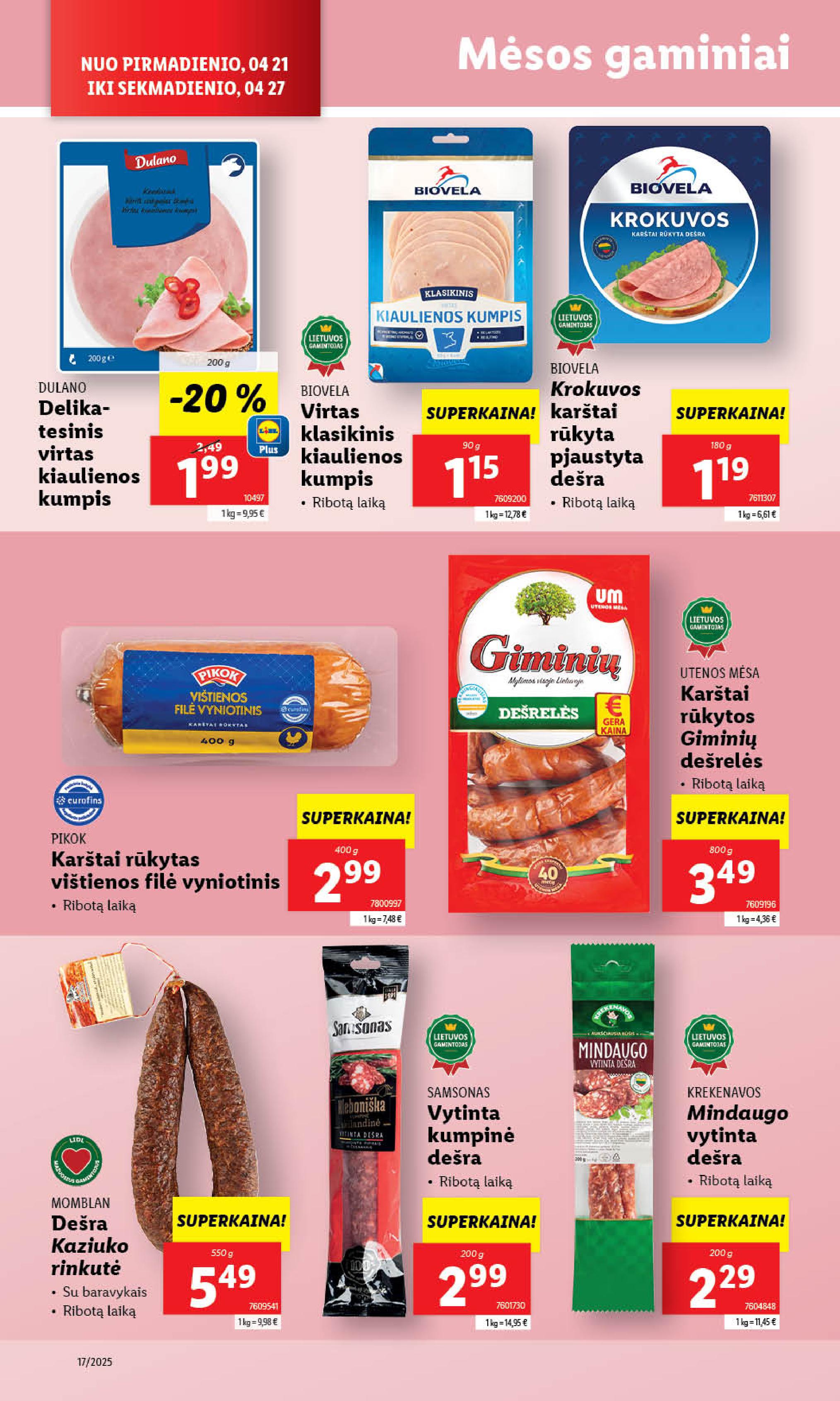 LIDL akcijų ir nuolaidų leidinys 2025.04.21 - 2025.04.27