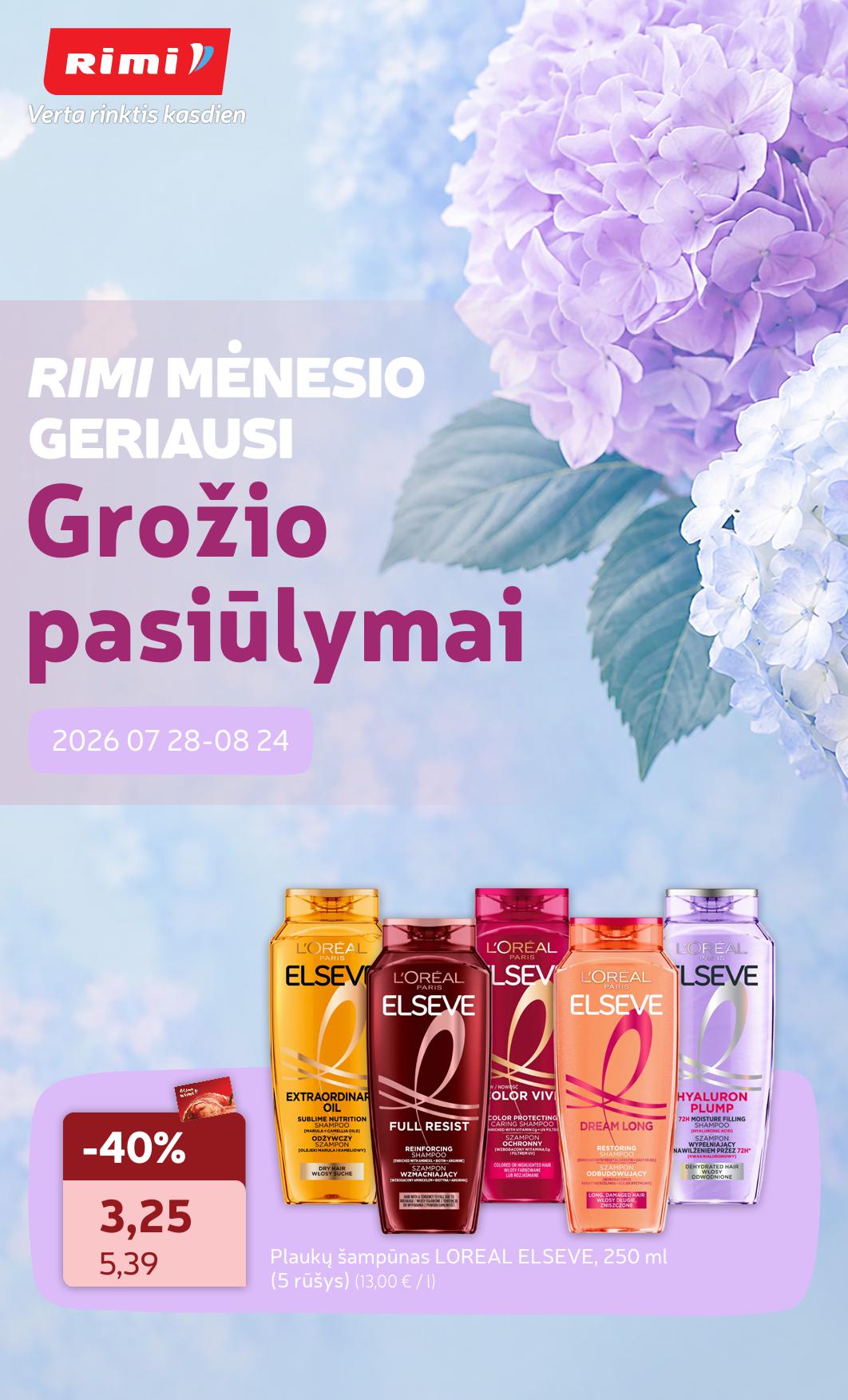 RIMI grožio prekiu katalogas "Viskas grožiui" 2026.07.28 iki 2026.08.24