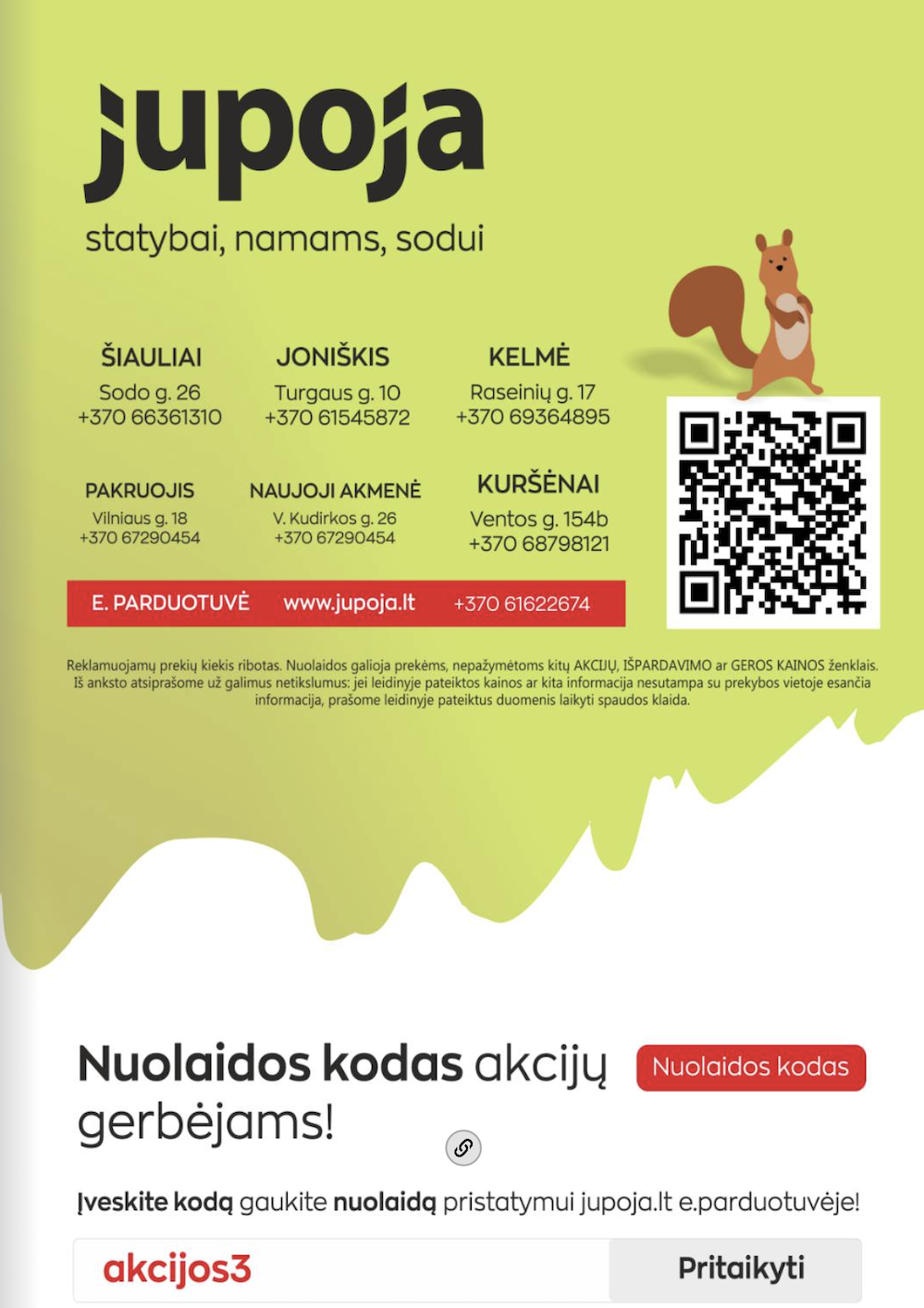 Naujas JUPOJA akcijų ir nuolaidų leidinys galioja iki 2026.11.04