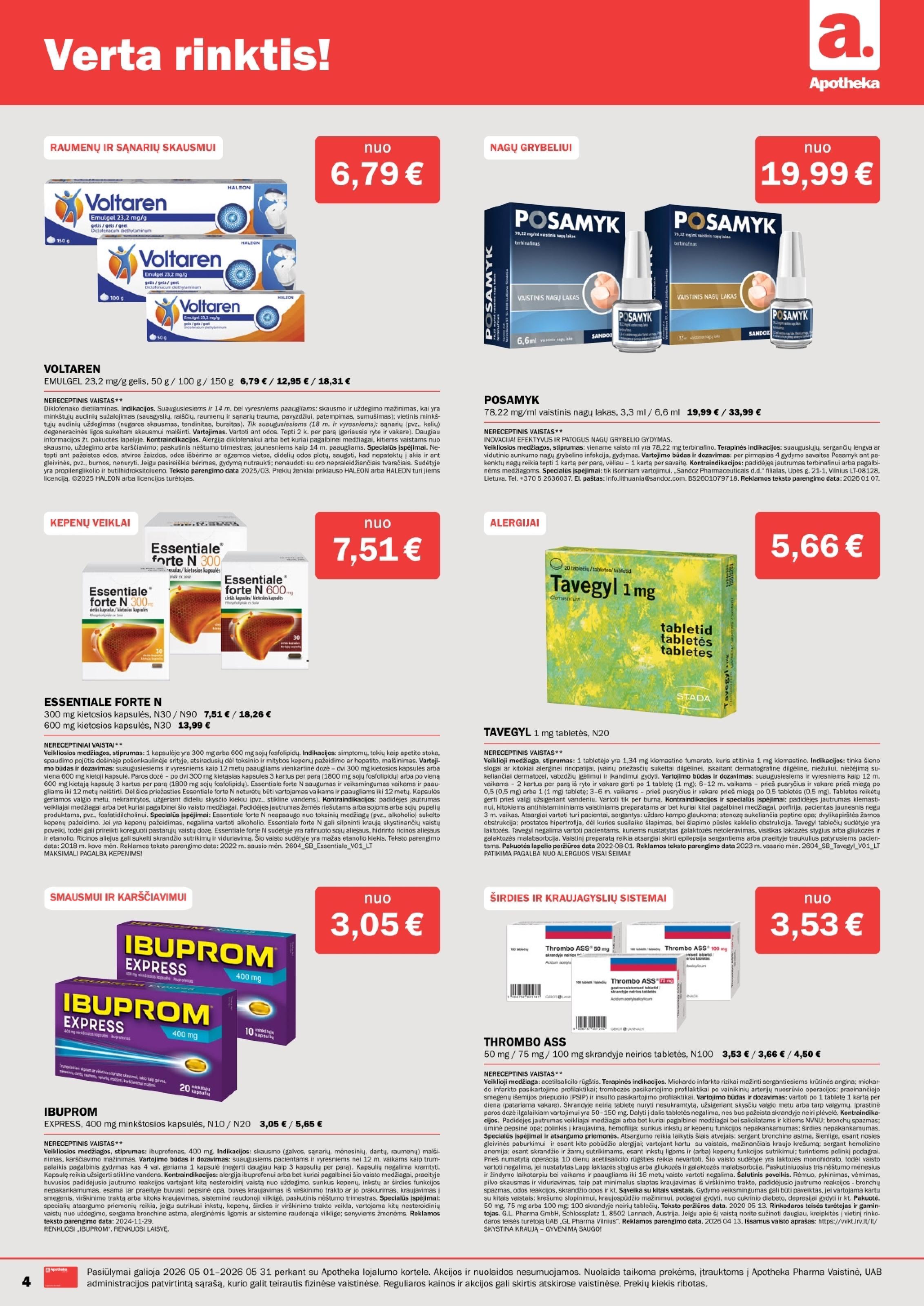 Naujas APOTHEKA vaistinės akcijų ir nuolaidų leidinys 2026.05.01 - 2026.05.31