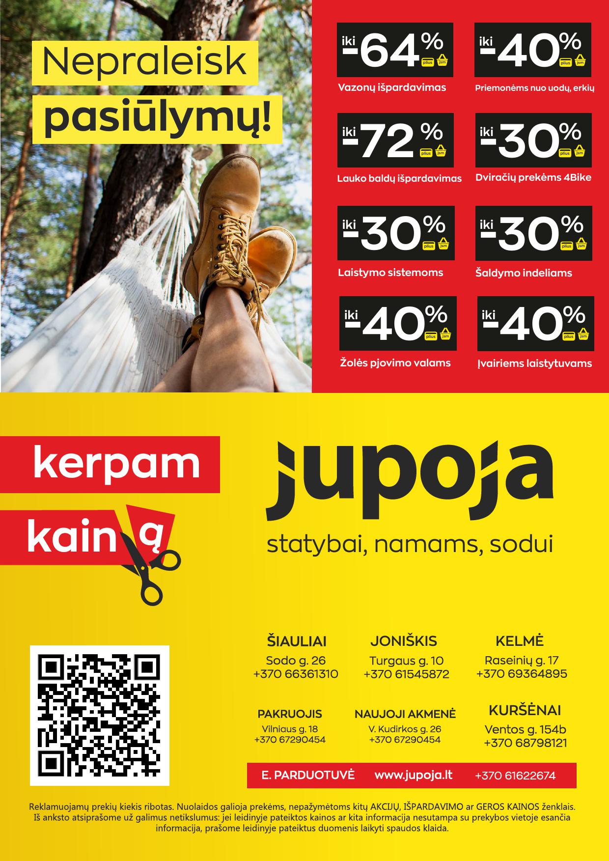 JUPOJA akcijų ir nuolaidų leidinys galioja iki 2026.08.10