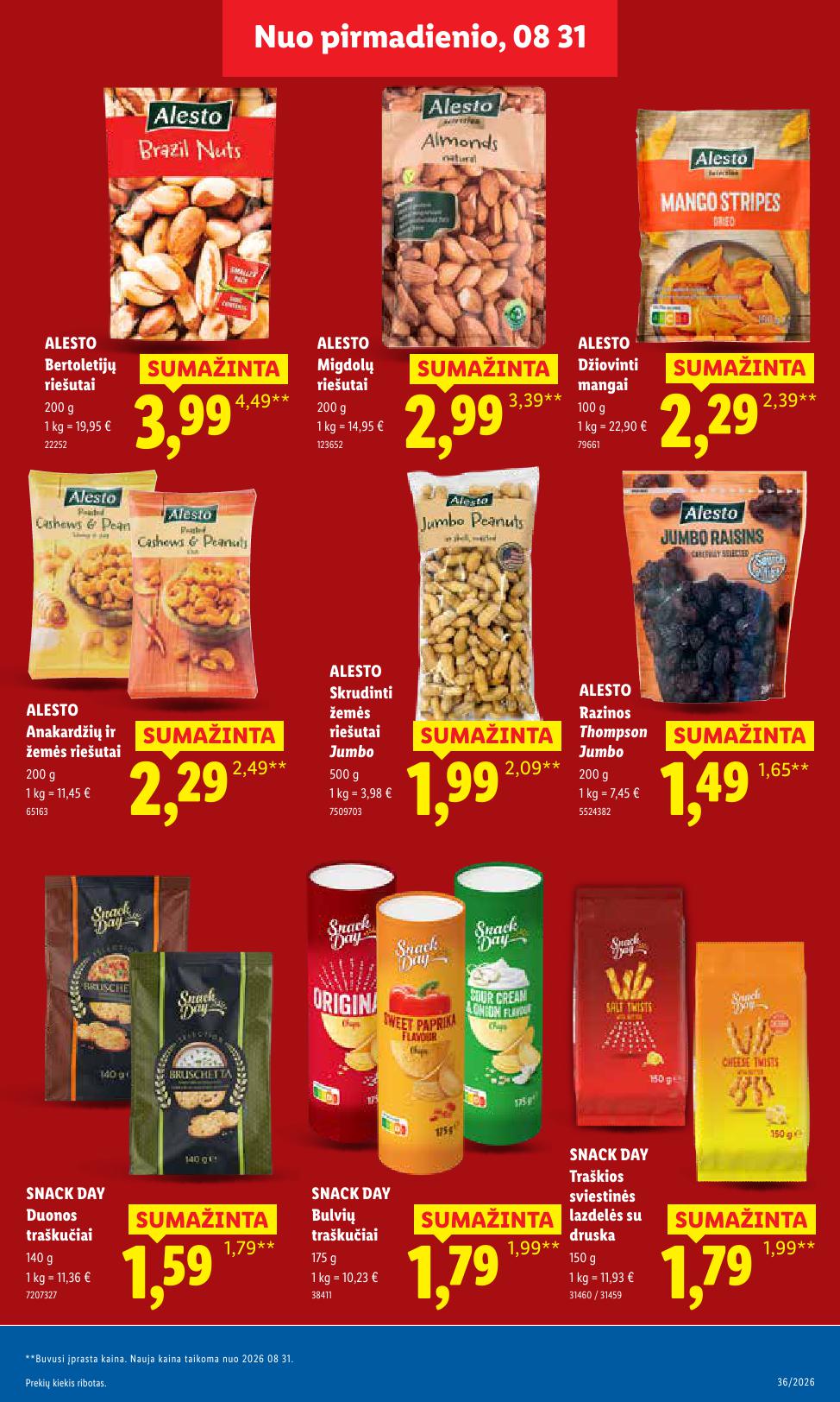 LIDL akcijų ir nuolaidų leidinys 2026.08.31 - 2026.09.06