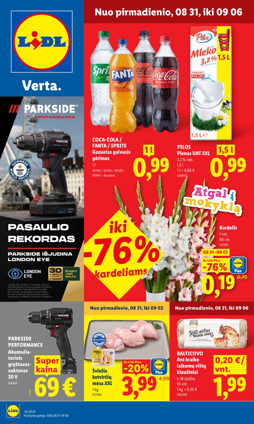 LIDL akcijų ir nuolaidų leidinys 2026.08.31 - 2026.09.06