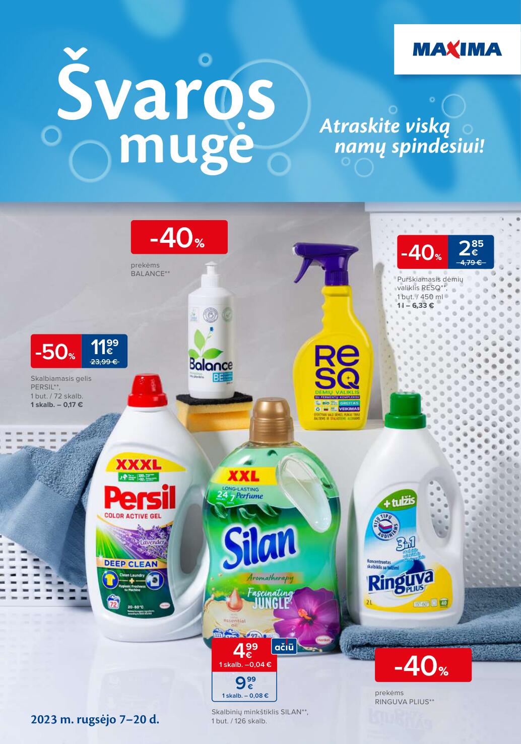 MAXIMA akcijų katalogas „ŠVAROS MUGĖ” 2023.09.07 - 2023.09.20