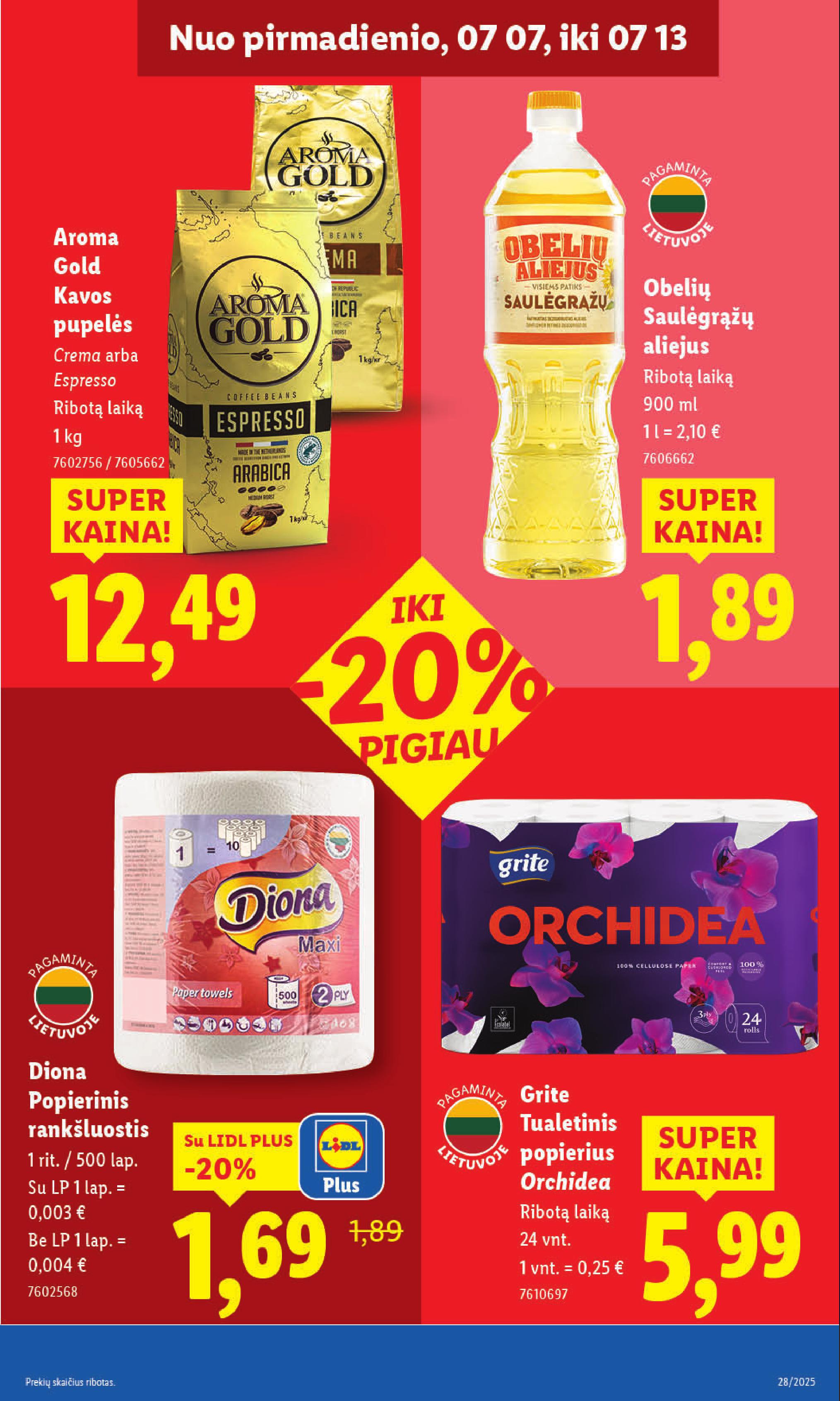 LIDL akcijų ir nuolaidų leidinys 2025.07.07 - 2025.07.13