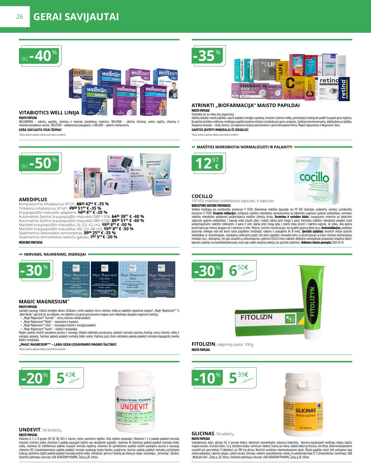 NORFOS vaistinės akcijų ir nuolaidų leidinys 2026.03.01 - 2026.03.31
