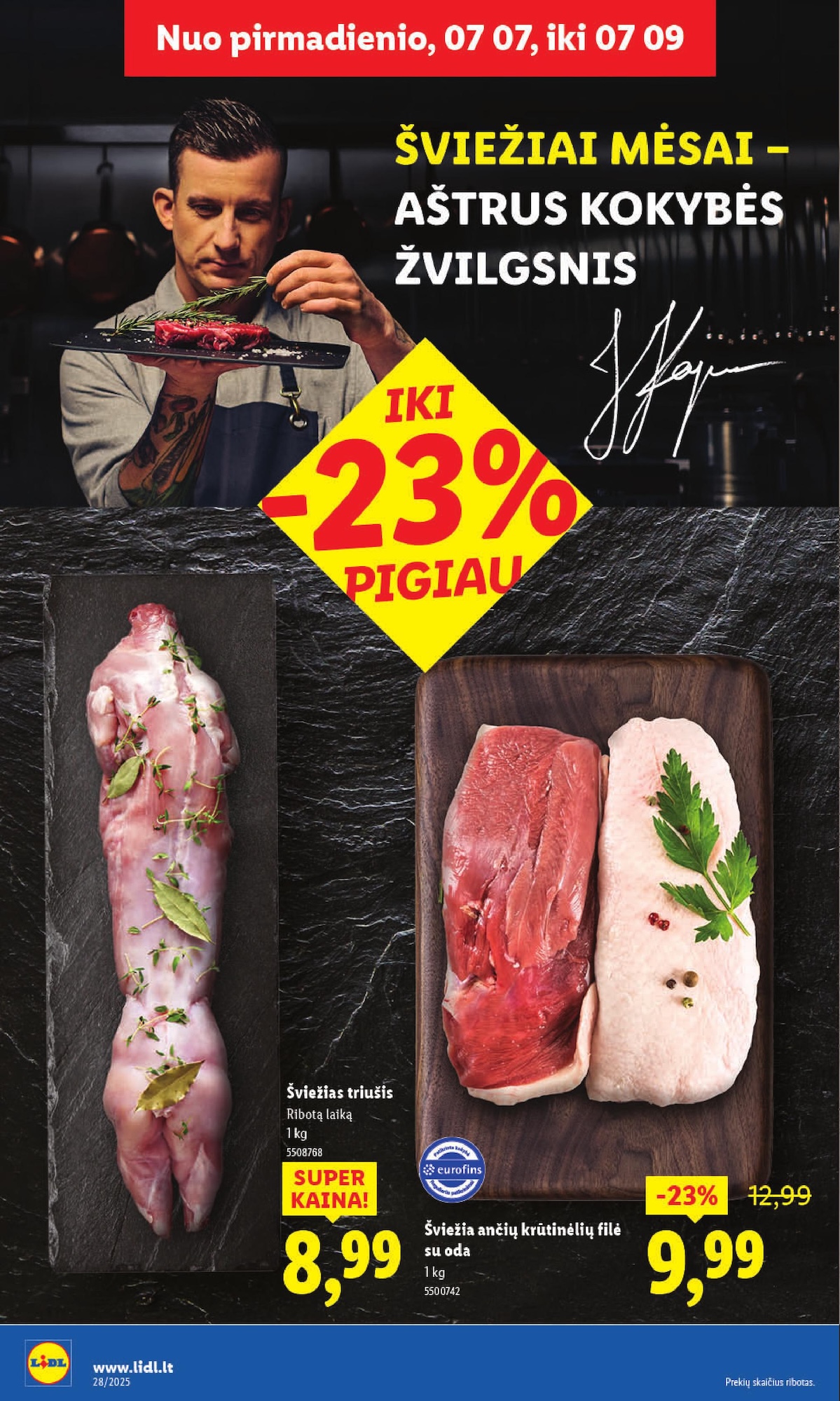LIDL maisto prekių leidinukas nuo ketvirtadienio 2025.07.10 iki 2025.07.13